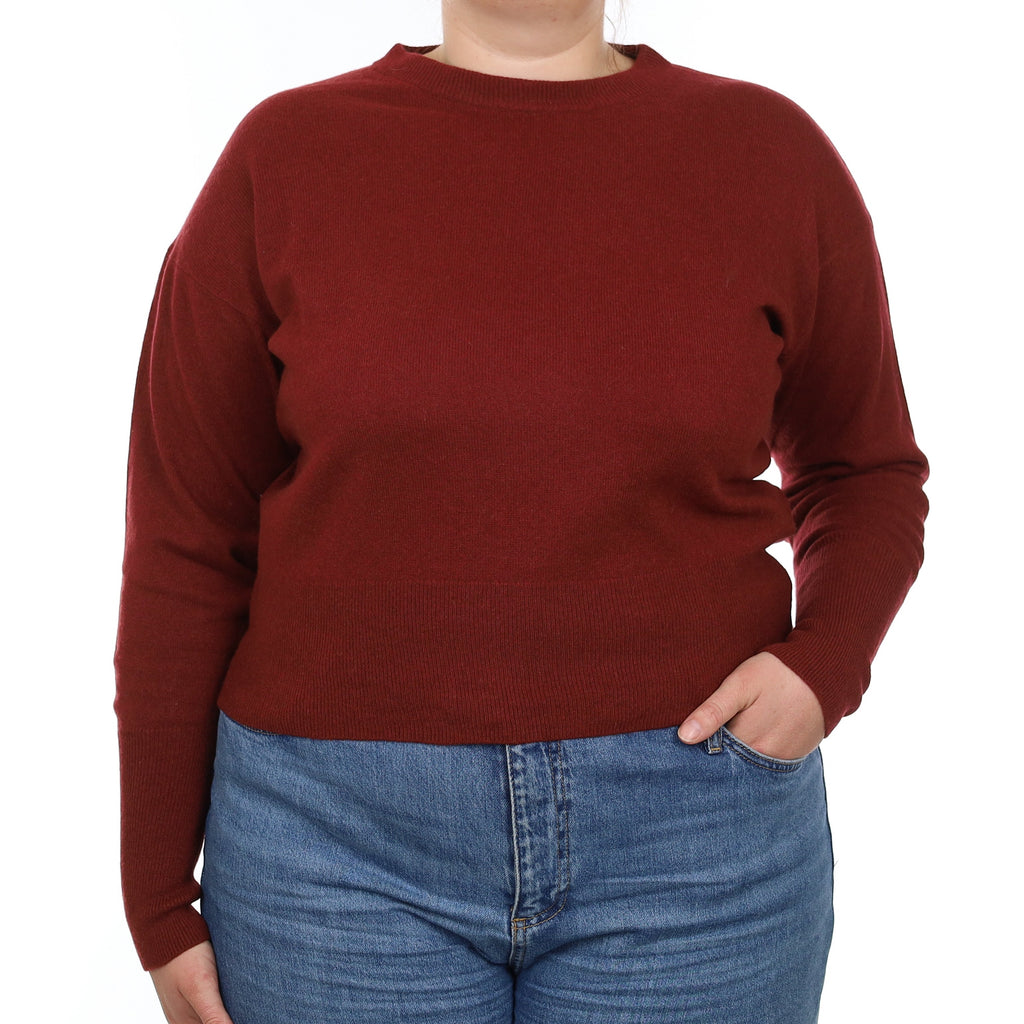 Maroon Red Cashmere Crew Neck Jumper Large