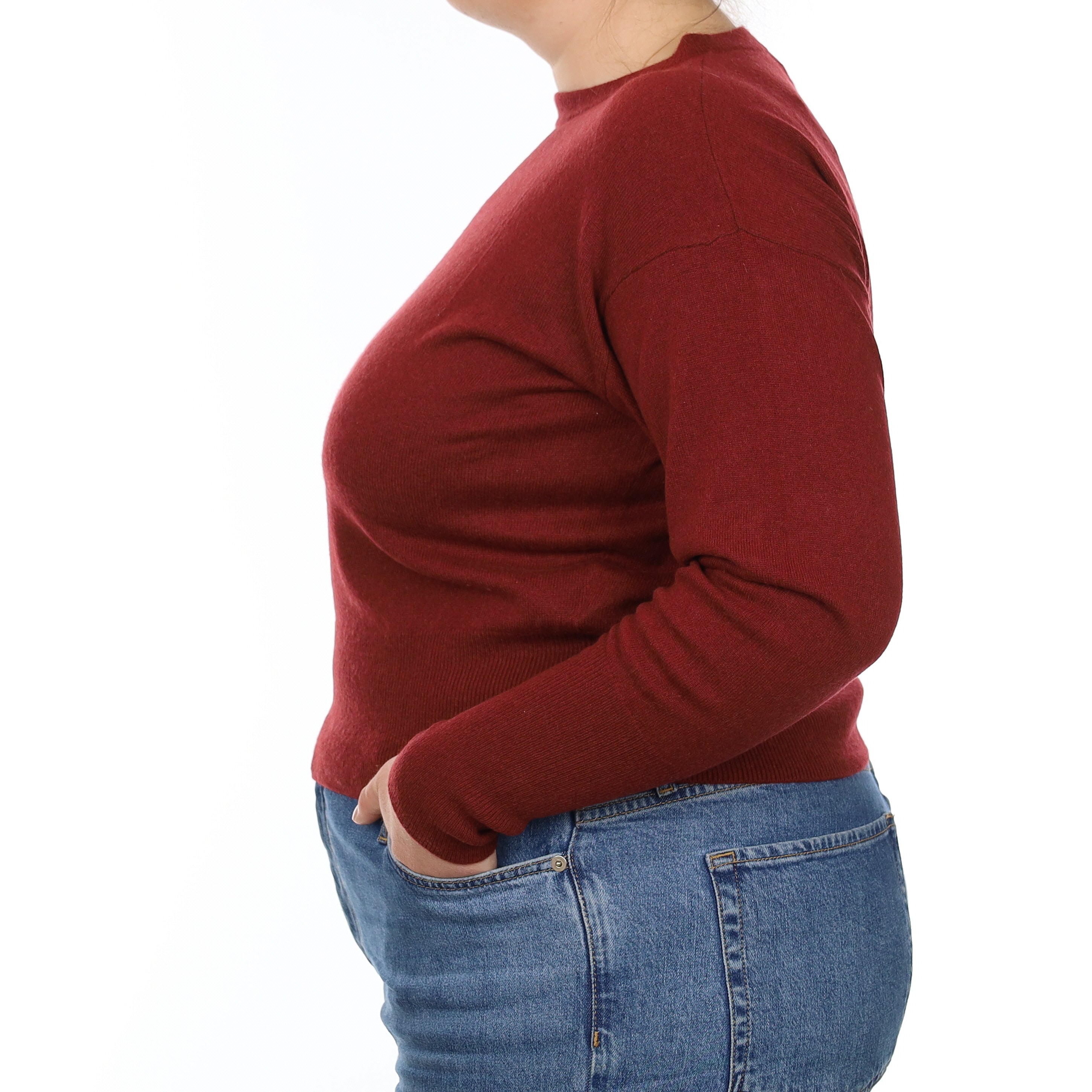 Maroon Red Cashmere Crew Neck Jumper Large