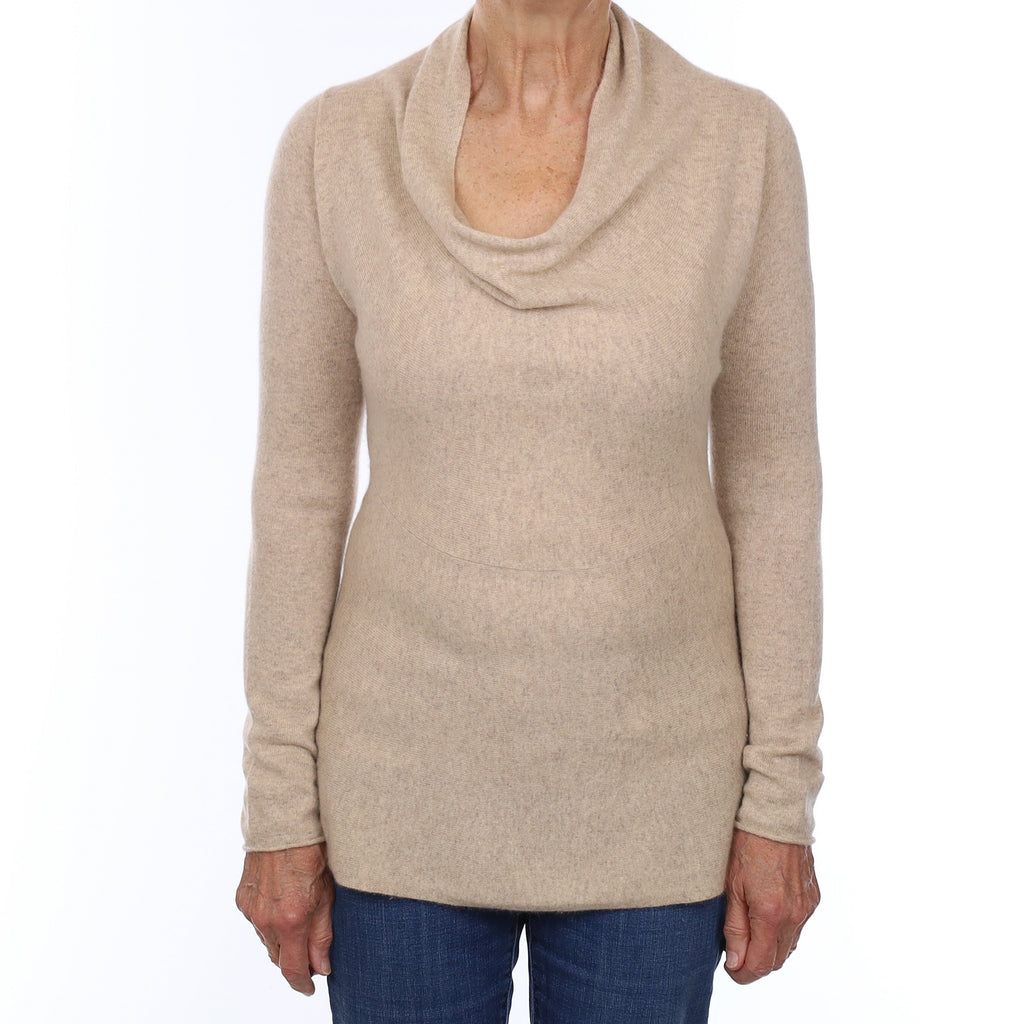 Oatmeal Cashmere A-Line Drape Neck Jumper Medium