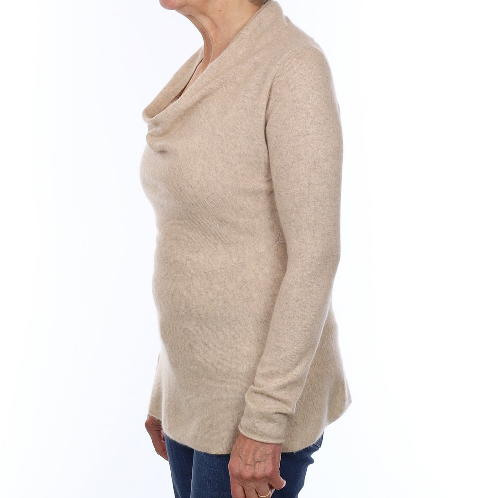 Oatmeal Cashmere A-Line Drape Neck Jumper Medium