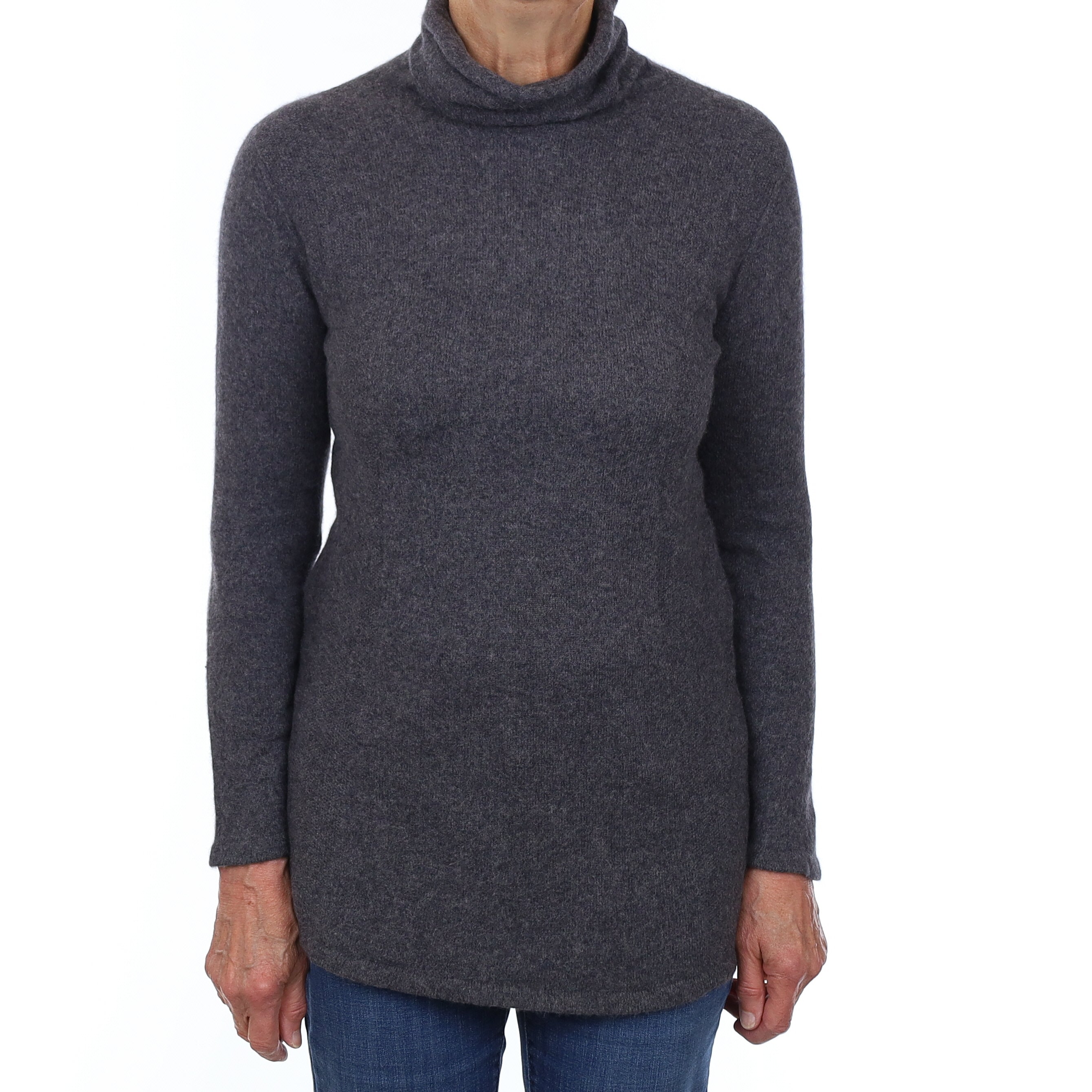Slate Grey Cashmere Funnel Neck Jumper Medium