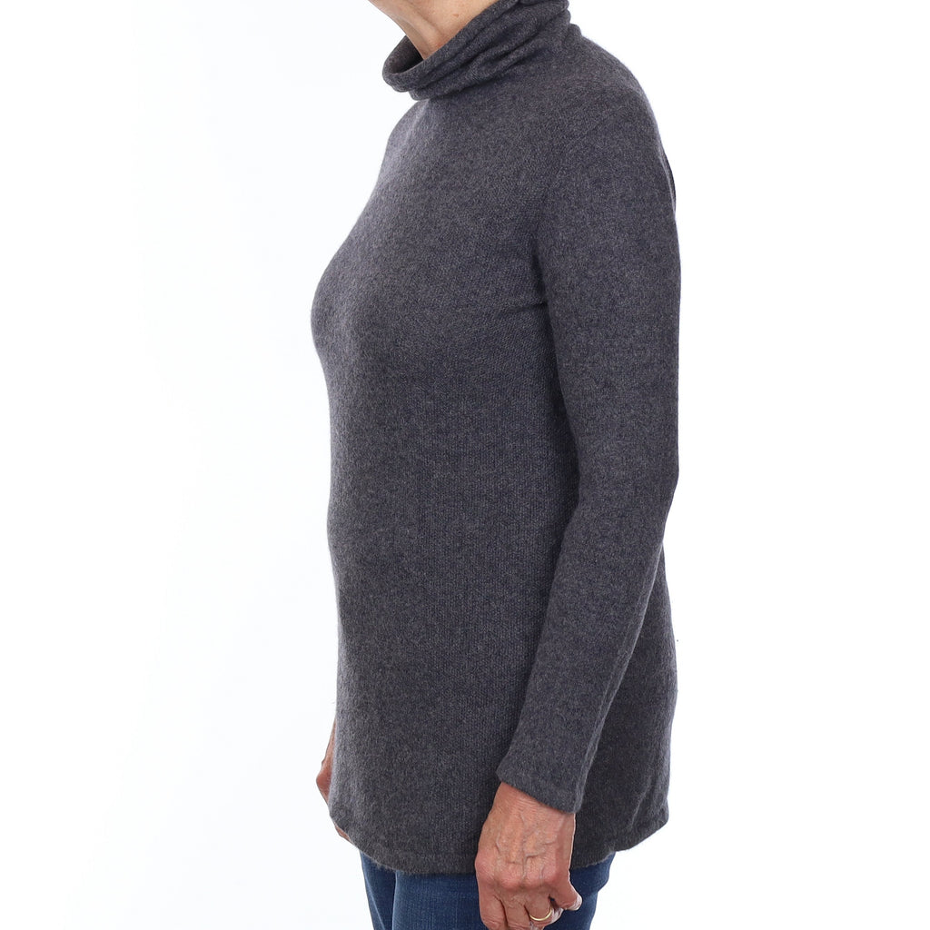 Slate Grey Cashmere Funnel Neck Jumper Medium