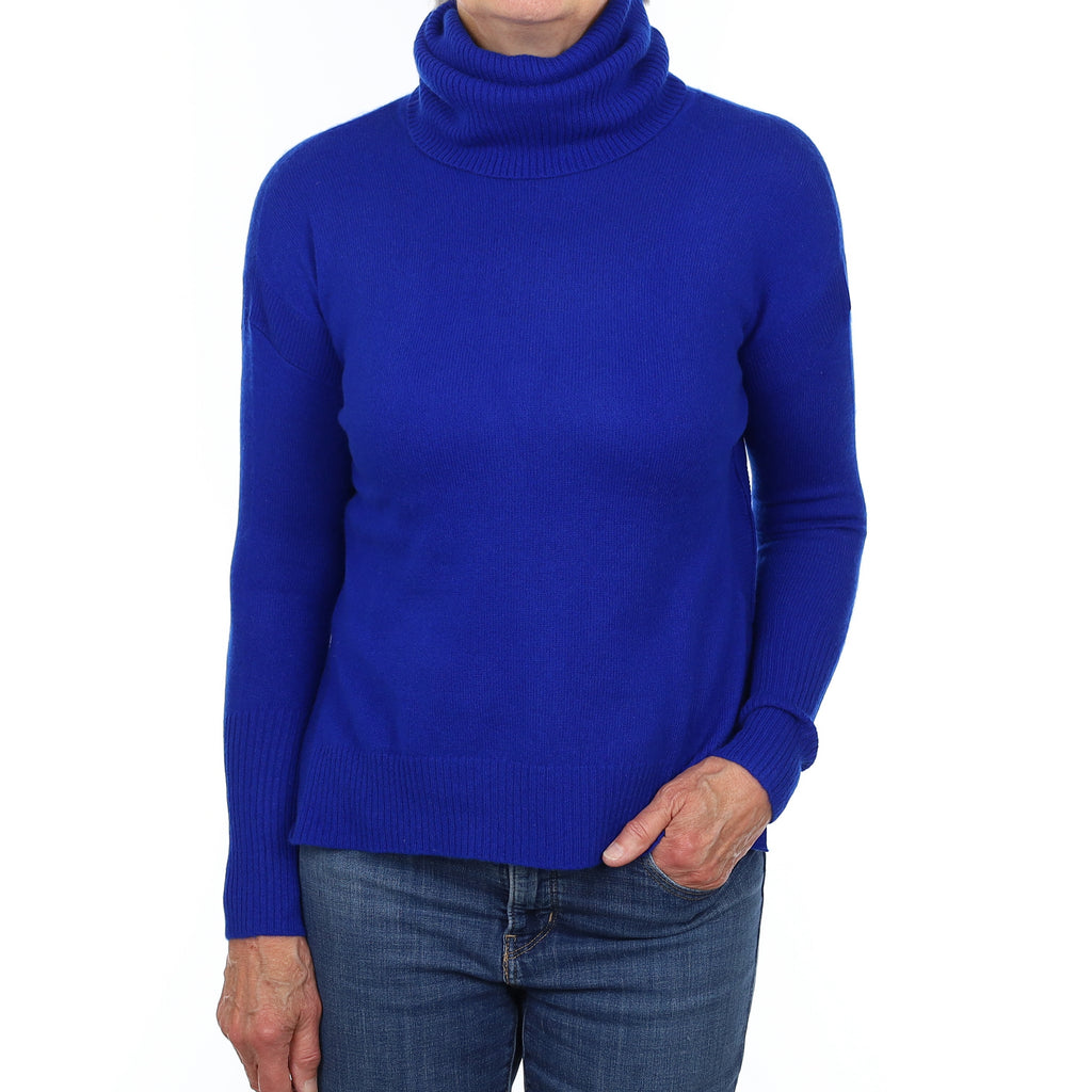 Diane von Furstenberg Electric Blue Cashmere Polo Neck Jumper Medium