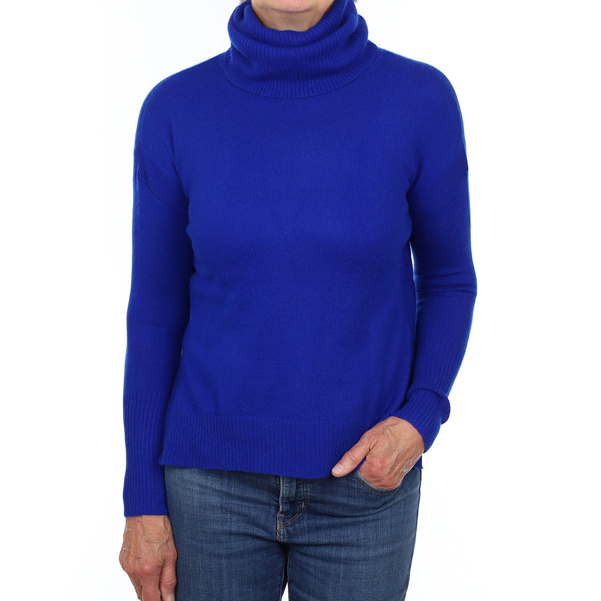 Diane von Furstenberg Electric Blue Cashmere Polo Neck Jumper Medium