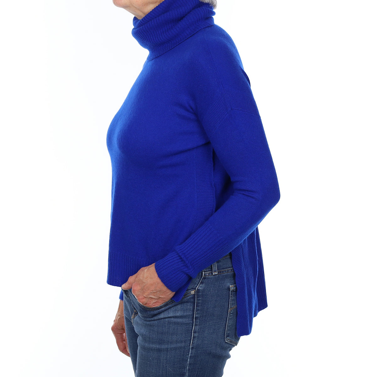 Diane von Furstenberg Electric Blue Cashmere Polo Neck Jumper Medium