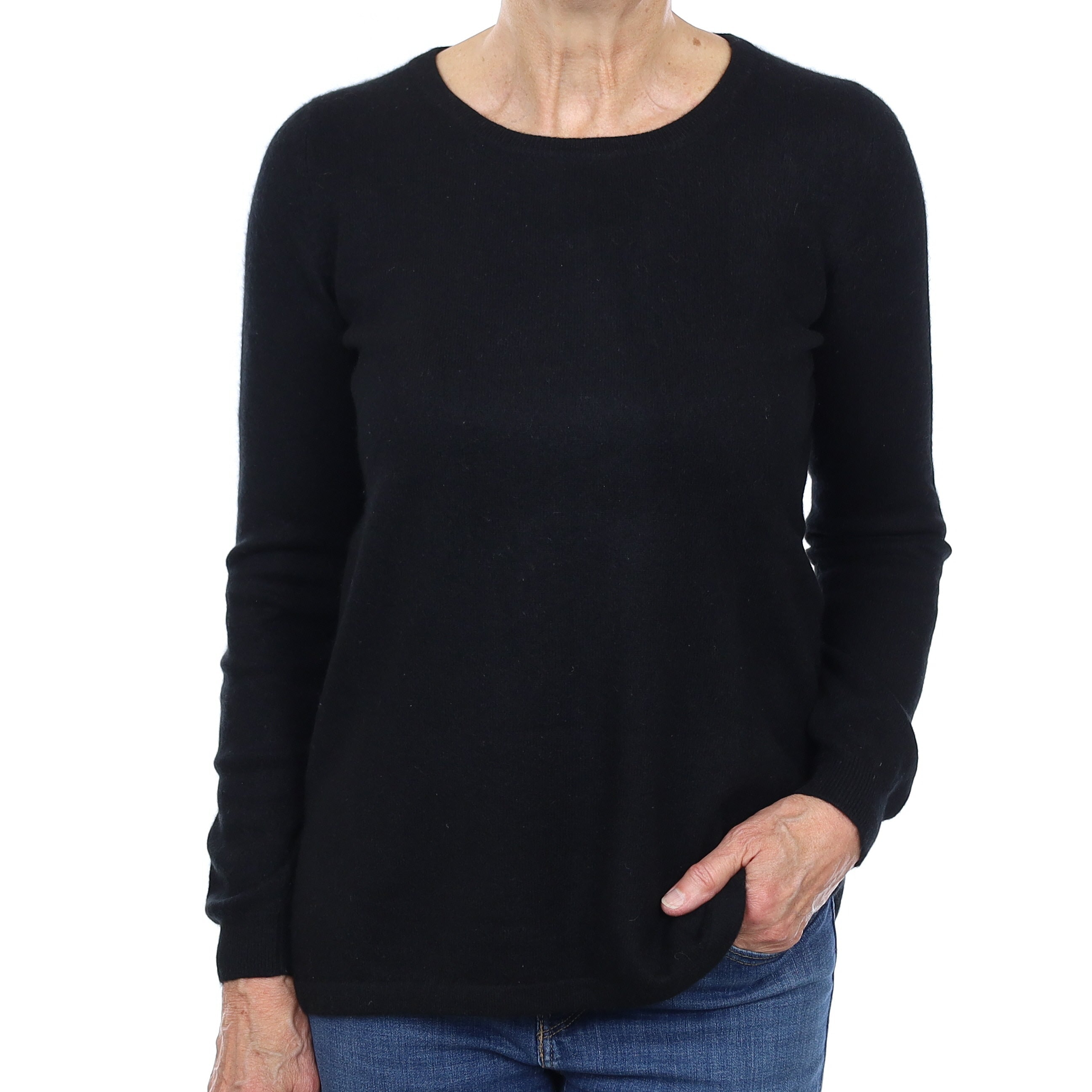 Black Cashmere Crew Neck Jumper Medium