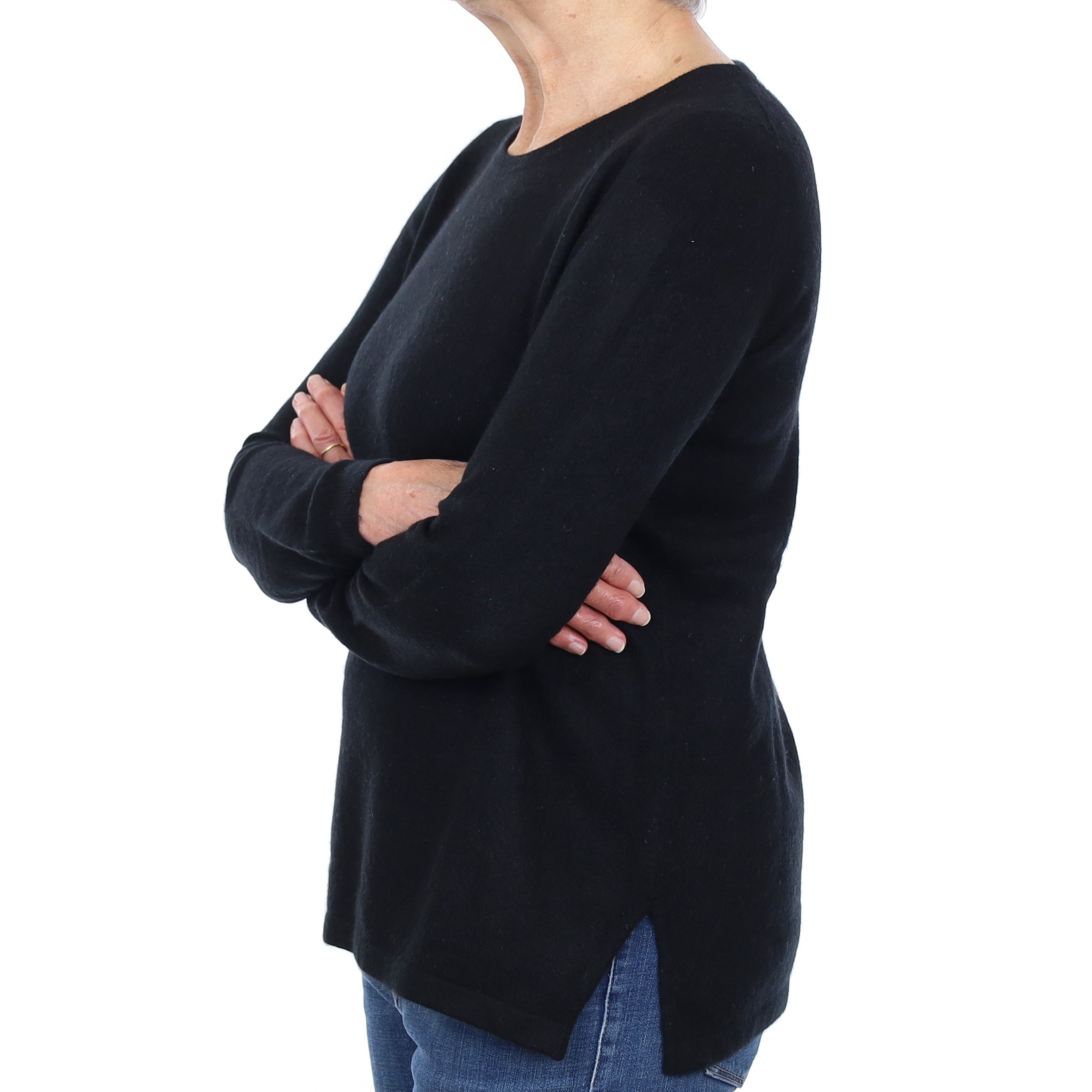 Black Cashmere Crew Neck Jumper Medium