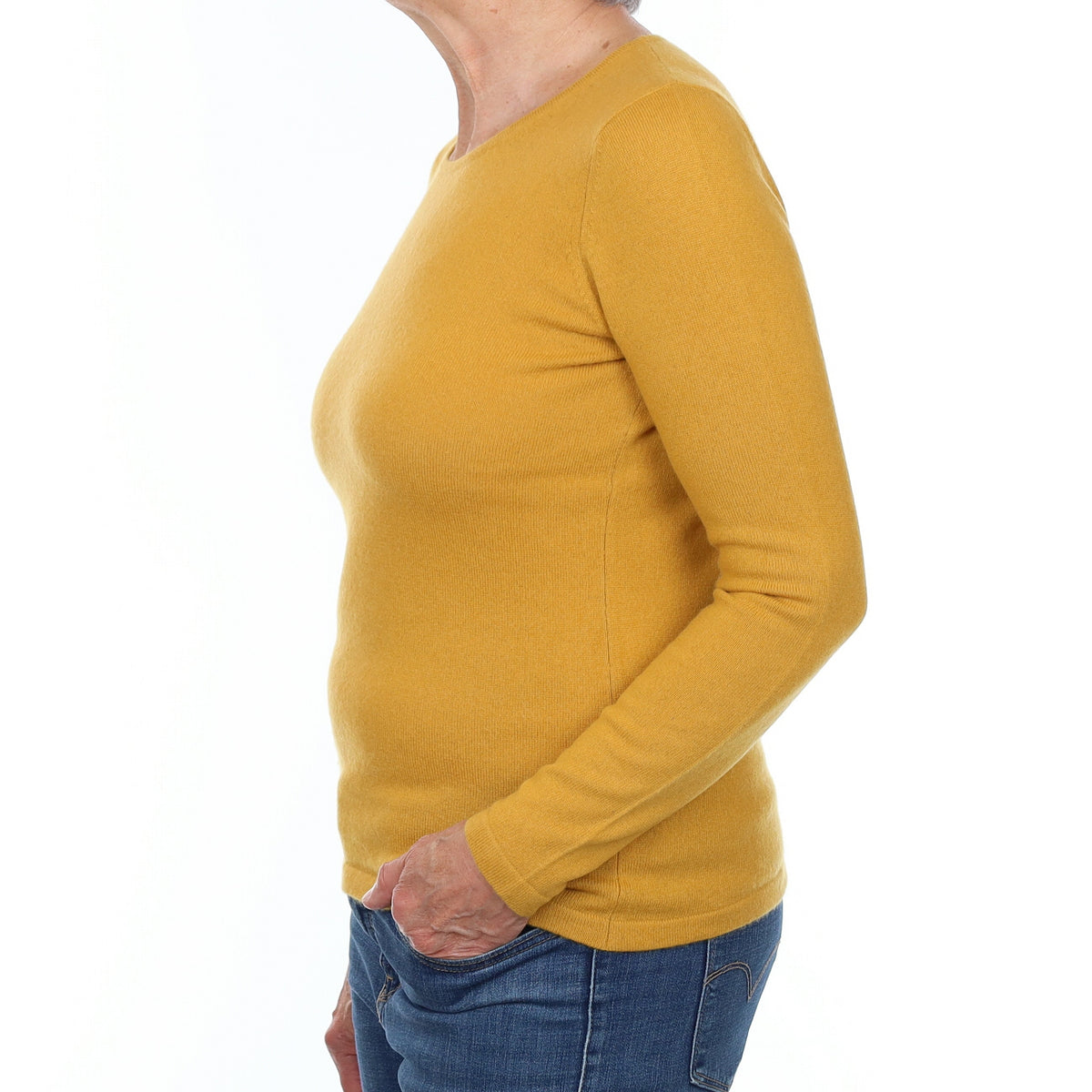 Mustard Yellow Cashmere Crew Neck Jumper Medium