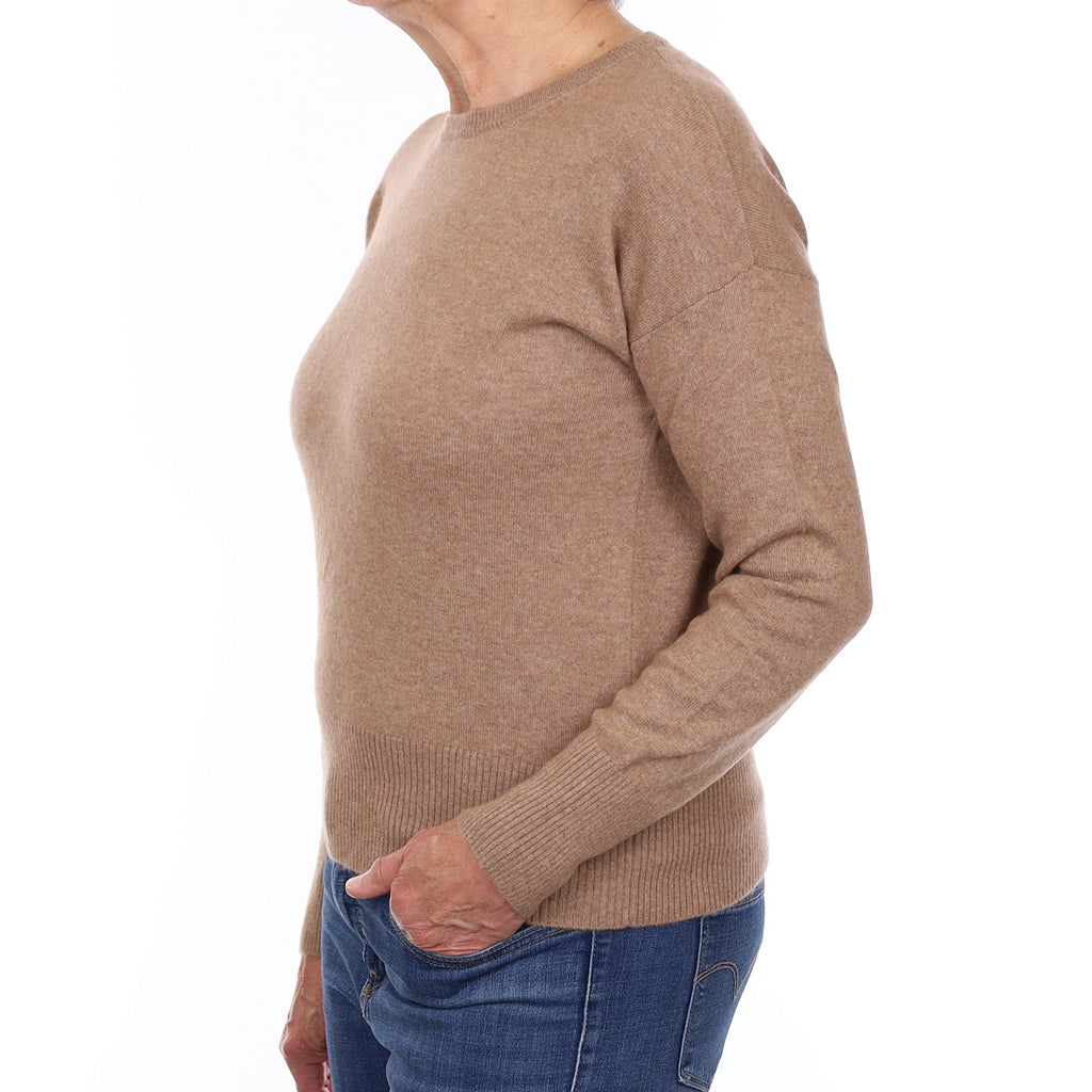 Fudge Brown Cashmere Crew Neck Jumper Medium