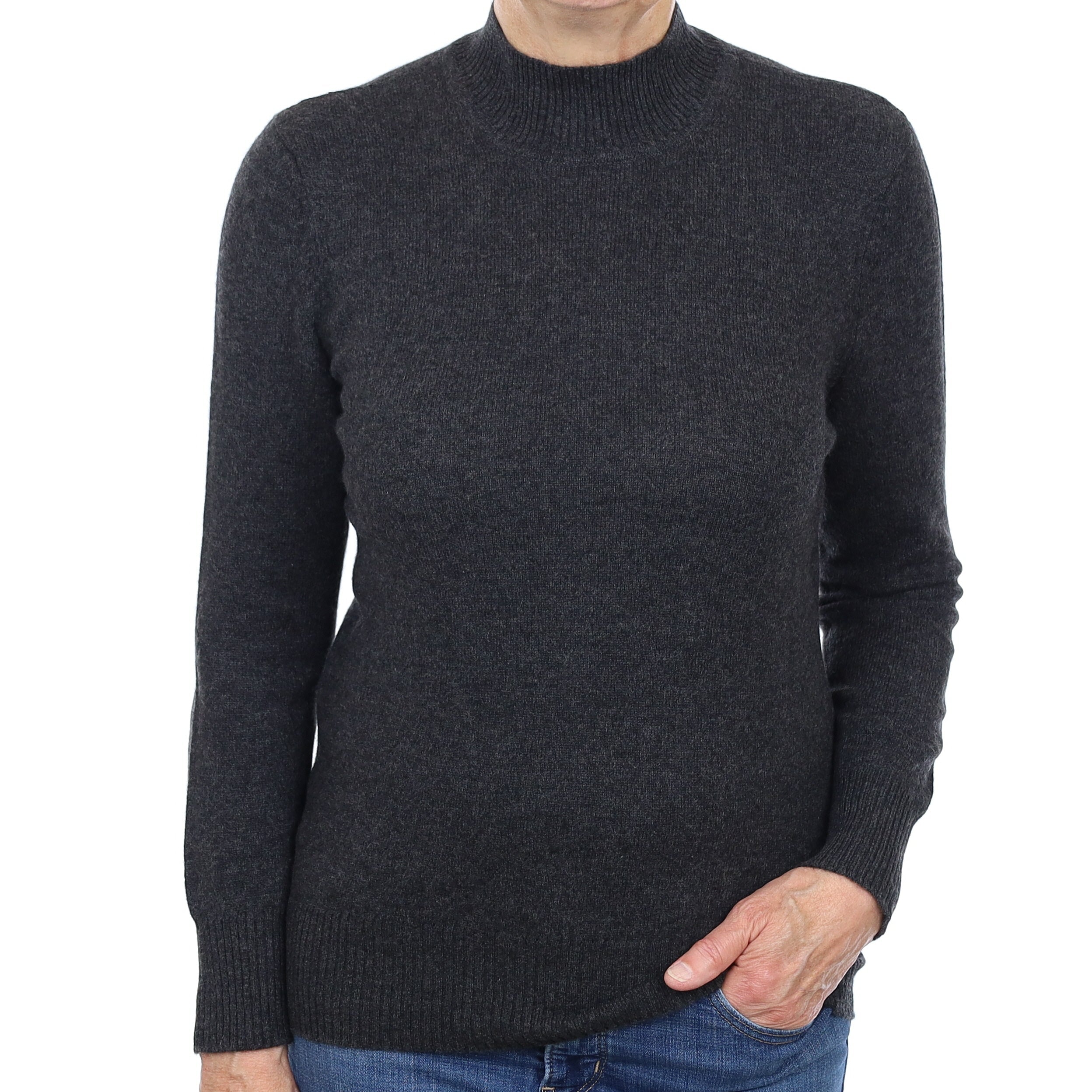 Charcoal Grey Cashmere Turtleneck Jumper Medium