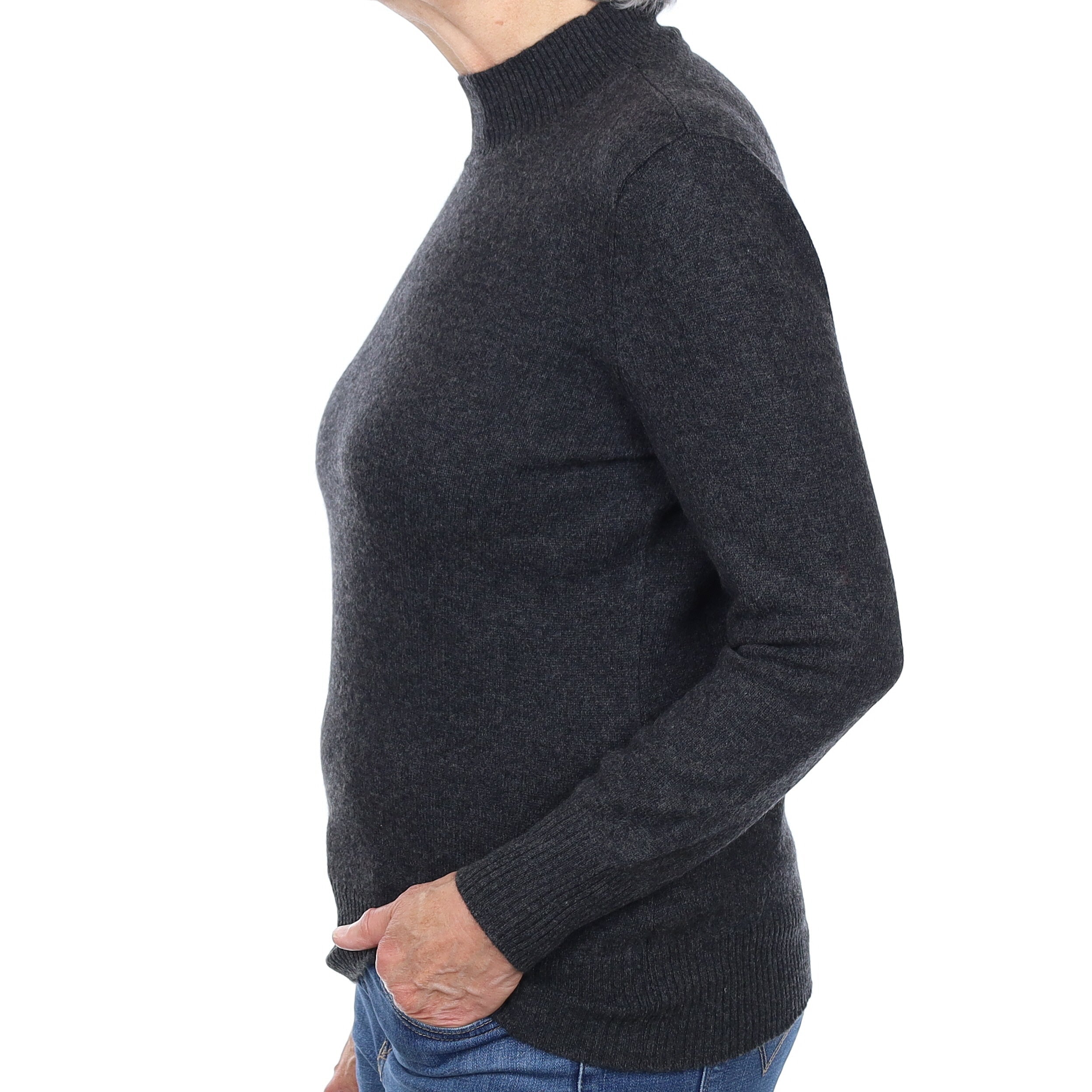 Charcoal Grey Cashmere Turtleneck Jumper Medium