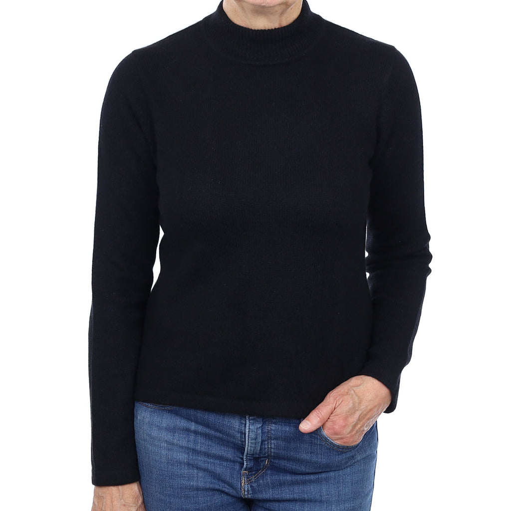Black Heavy Knit Cashmere Turtleneck Jumper Medium/Petite