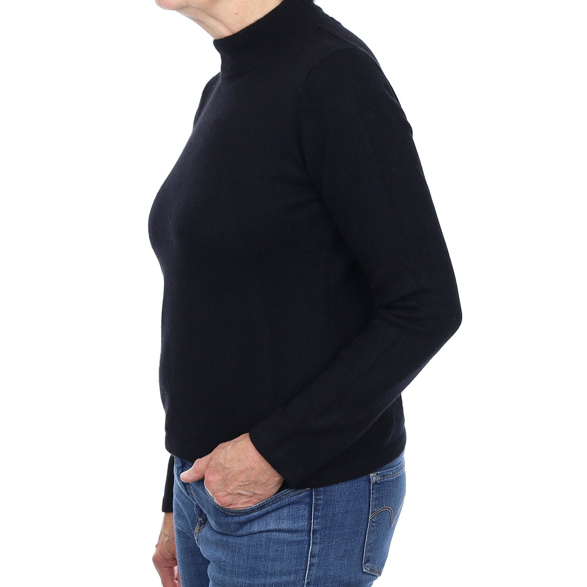 Black Heavy Knit Cashmere Turtleneck Jumper Medium/Petite