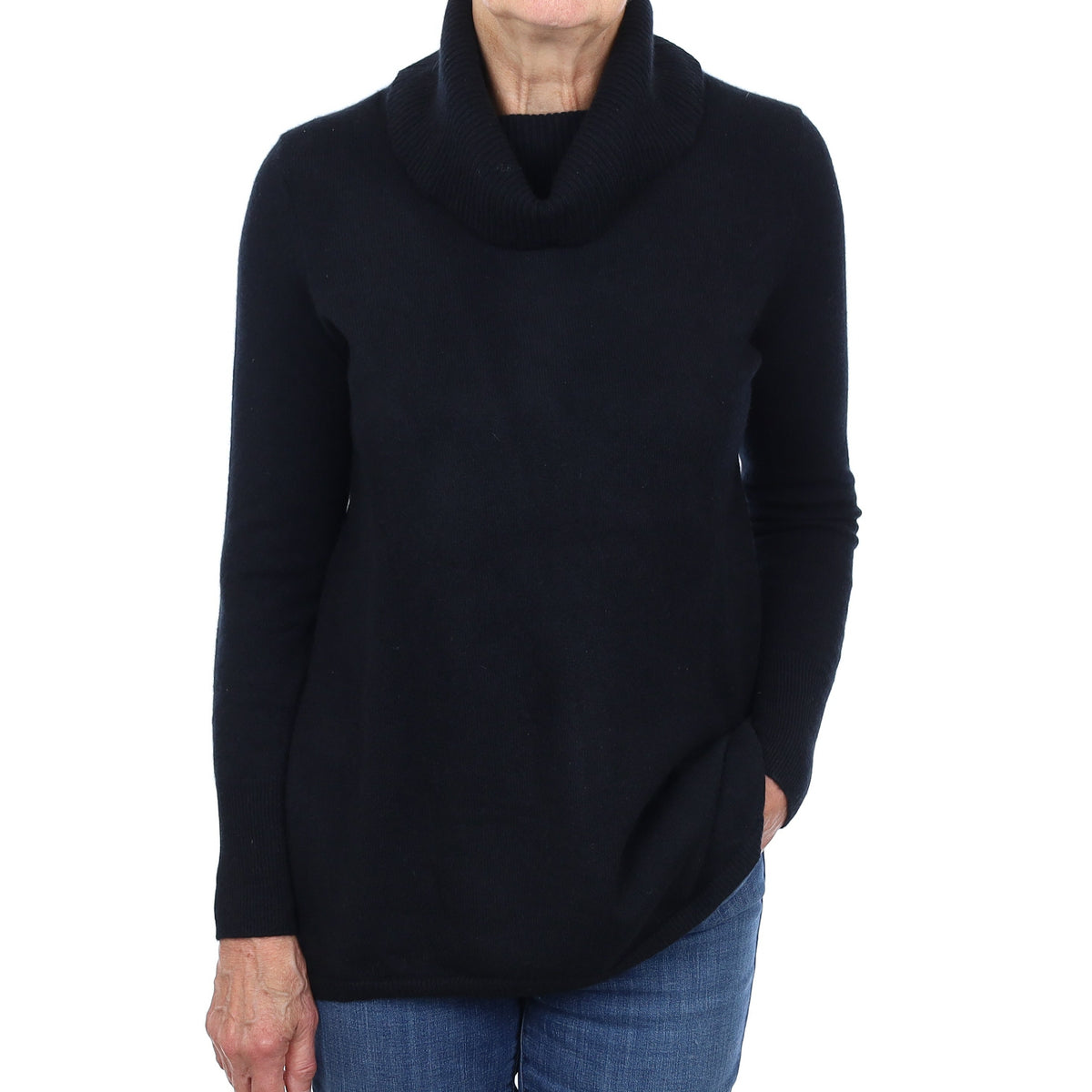 Black Cashmere Cowl Neck Jumper Medium