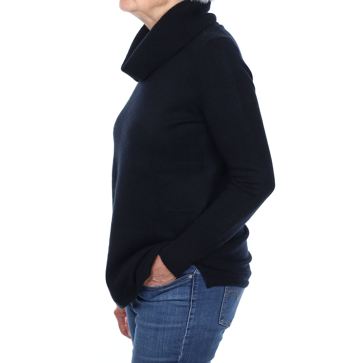 Black Cashmere Cowl Neck Jumper Medium