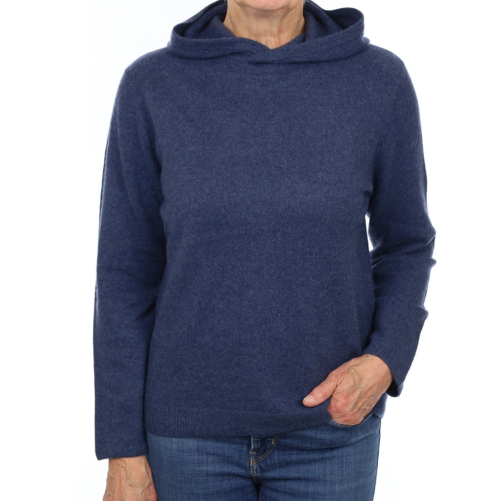 Naval Blue Cashmere Hoodie Jumper Medium