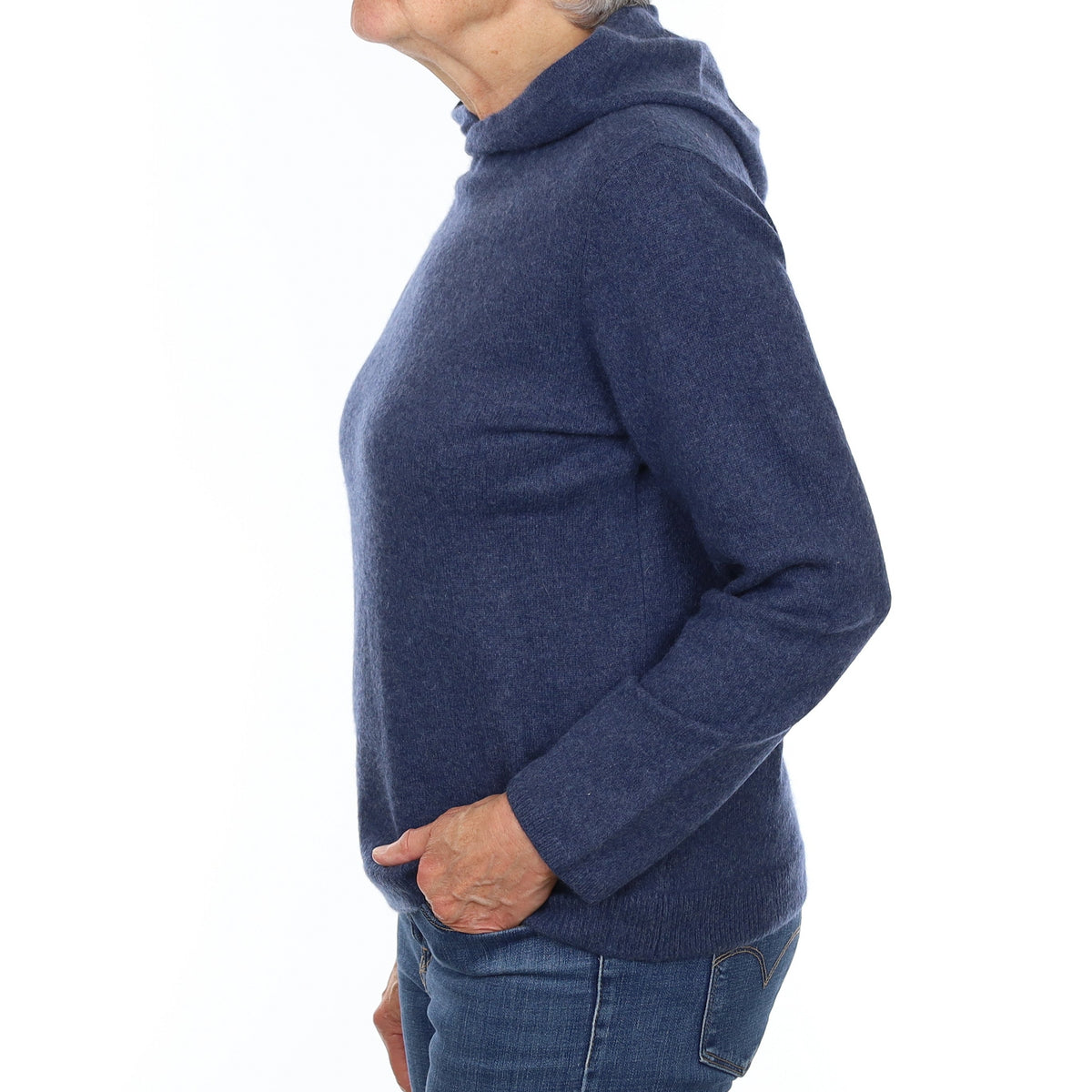Naval Blue Cashmere Hoodie Jumper Medium