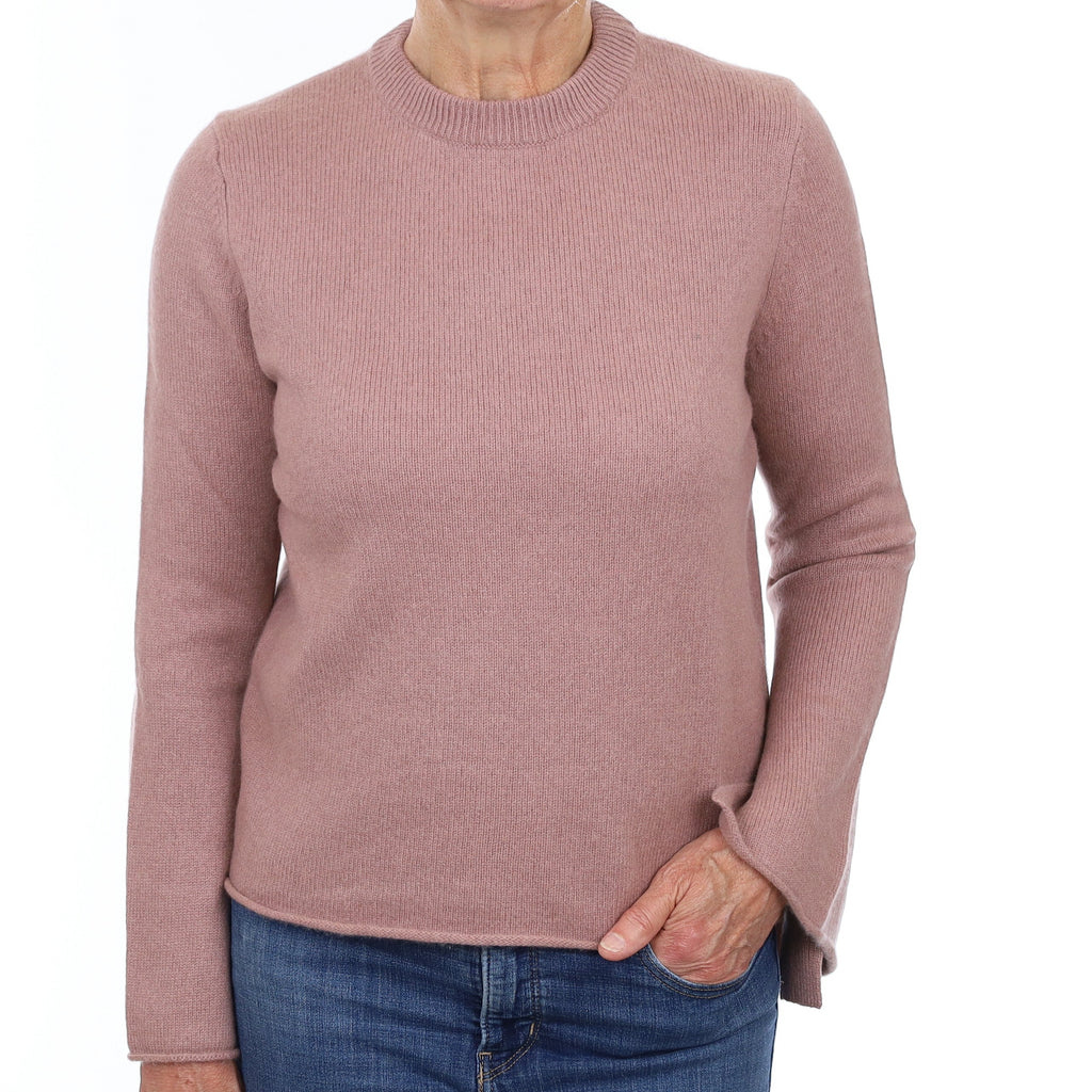 Faded Heather Purple Chunky Cashmere Crew Neck Jumper Medium