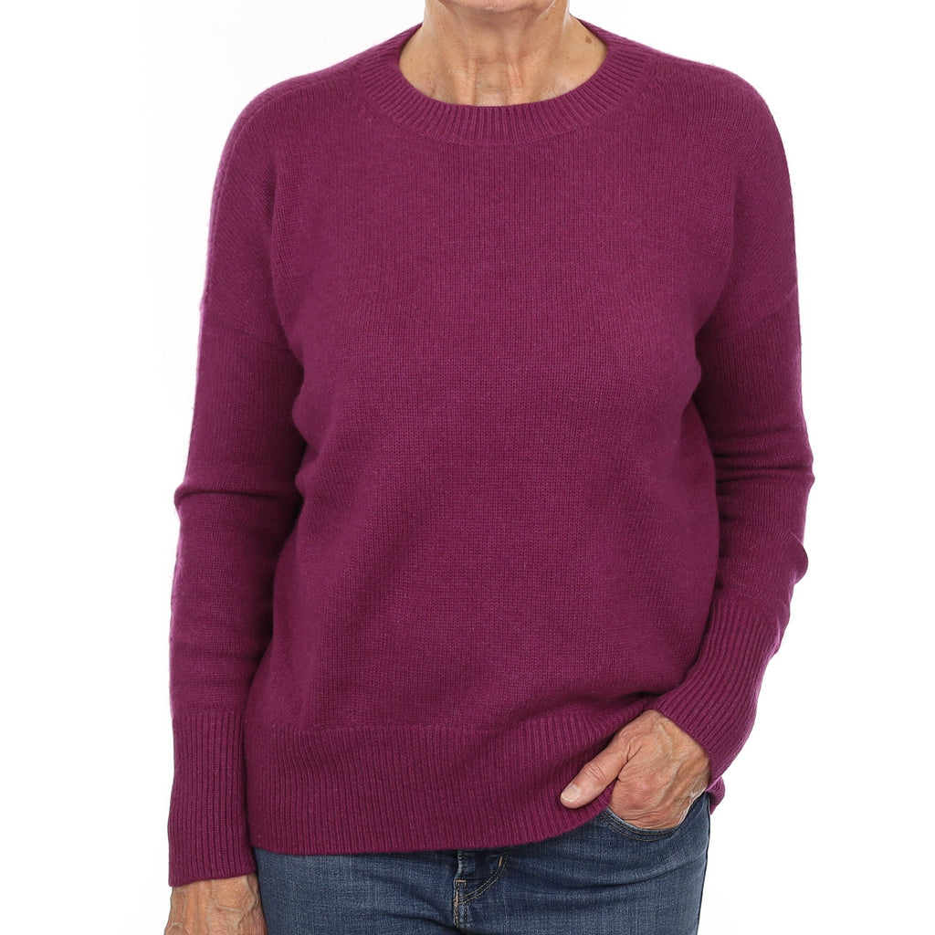 Theory Magenta Purple Heavy Knit Cashmere Crew Neck Jumper Medium