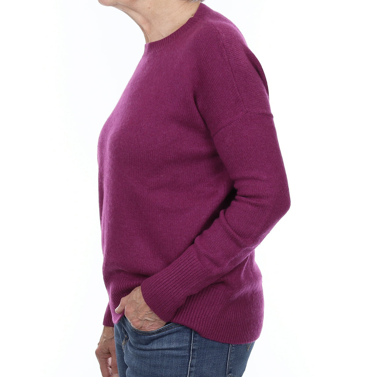Theory Magenta Purple Heavy Knit Cashmere Crew Neck Jumper Medium