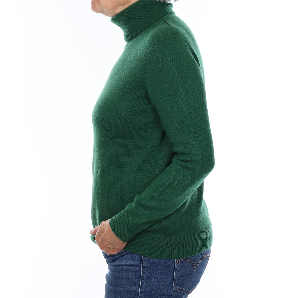 Cos Shamrock Green Heavy Knit Cashmere Polo Neck Jumper Medium