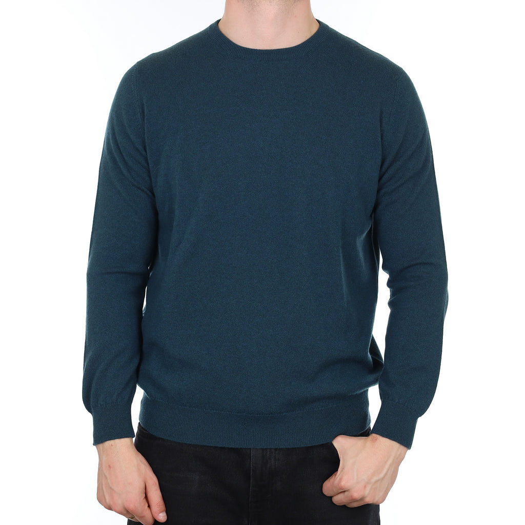 Men's Brand New Scottish Dark Forest Green Cashmere Crew Neck Jumper XXL