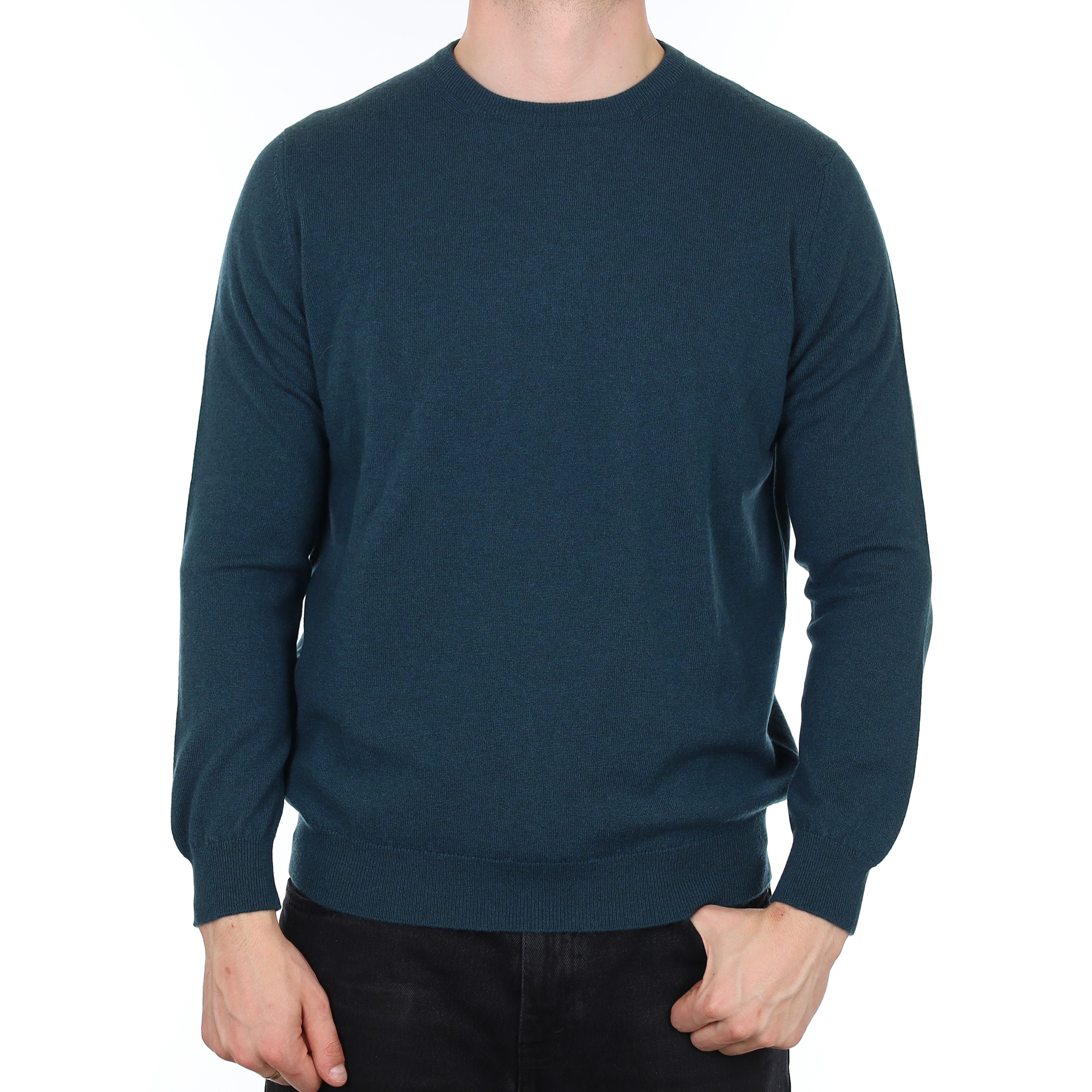 Men's Brand New Scottish Dark Forest Green Cashmere Crew Neck Jumper XXL