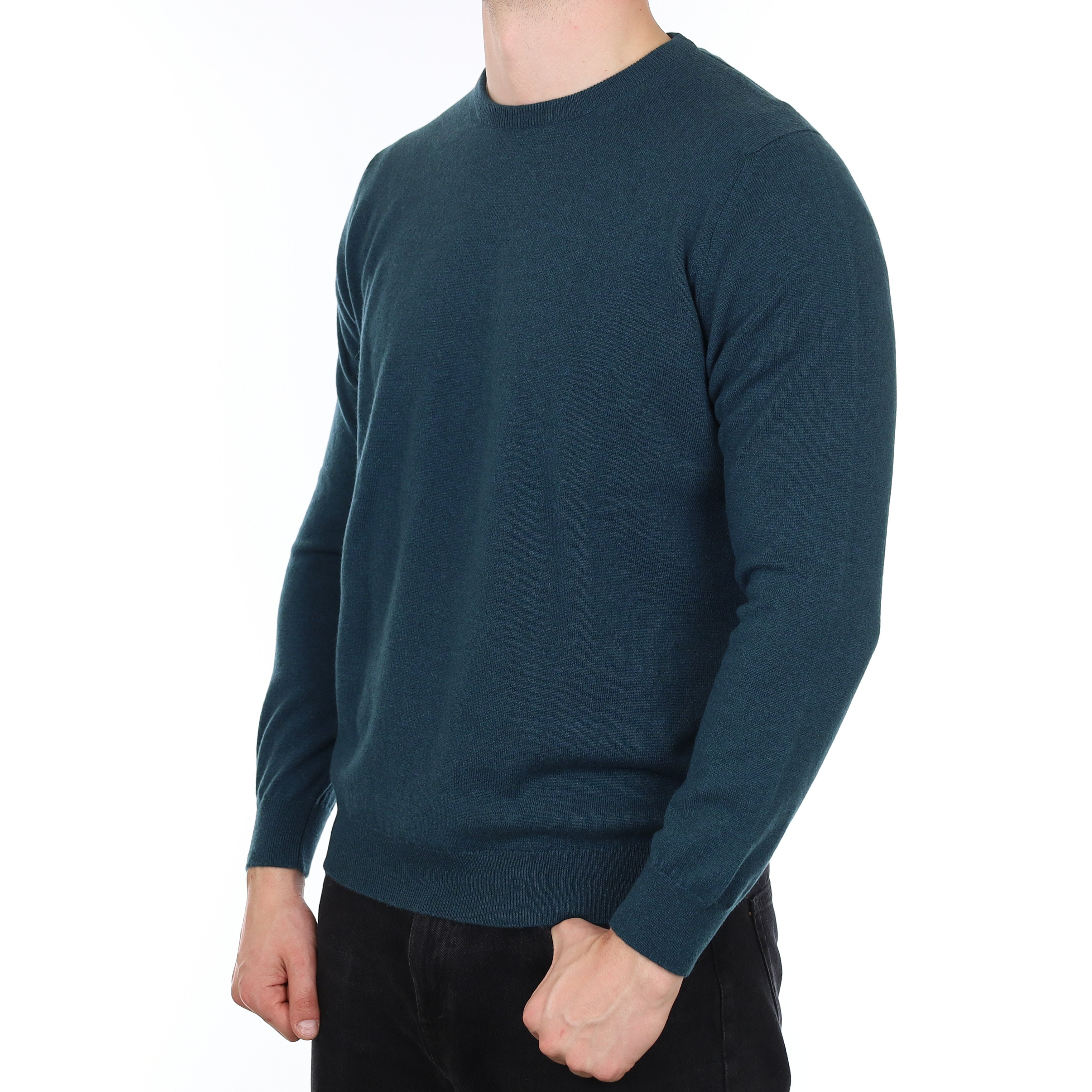 Men's Brand New Scottish Dark Forest Green Cashmere Crew Neck Jumper XXL