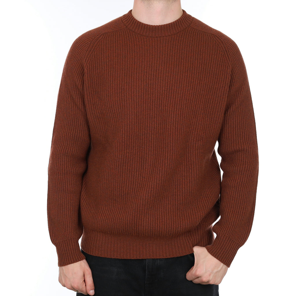 Men's Brand New Scottish Rust Brown Chunky Cashmere Crew Neck Jumper XXL