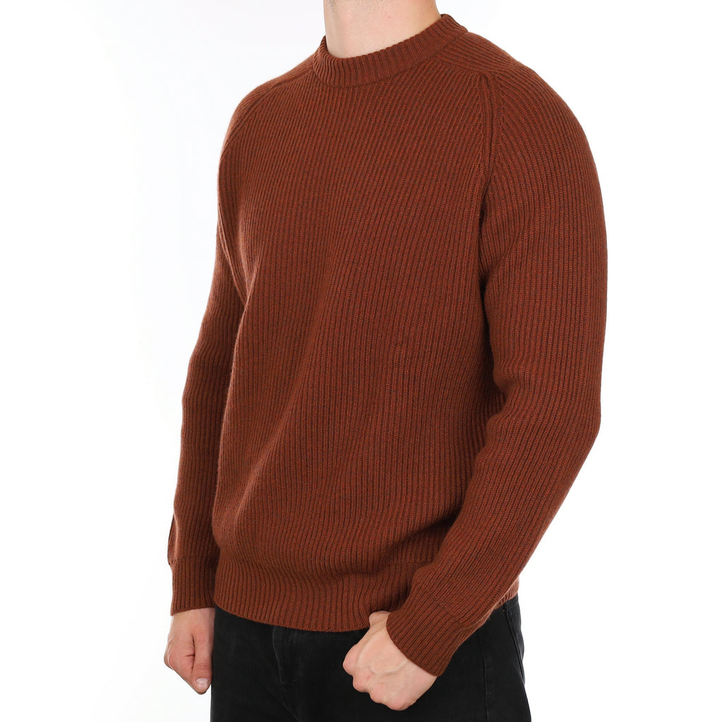 Men's Brand New Scottish Rust Brown Chunky Cashmere Crew Neck Jumper XXL
