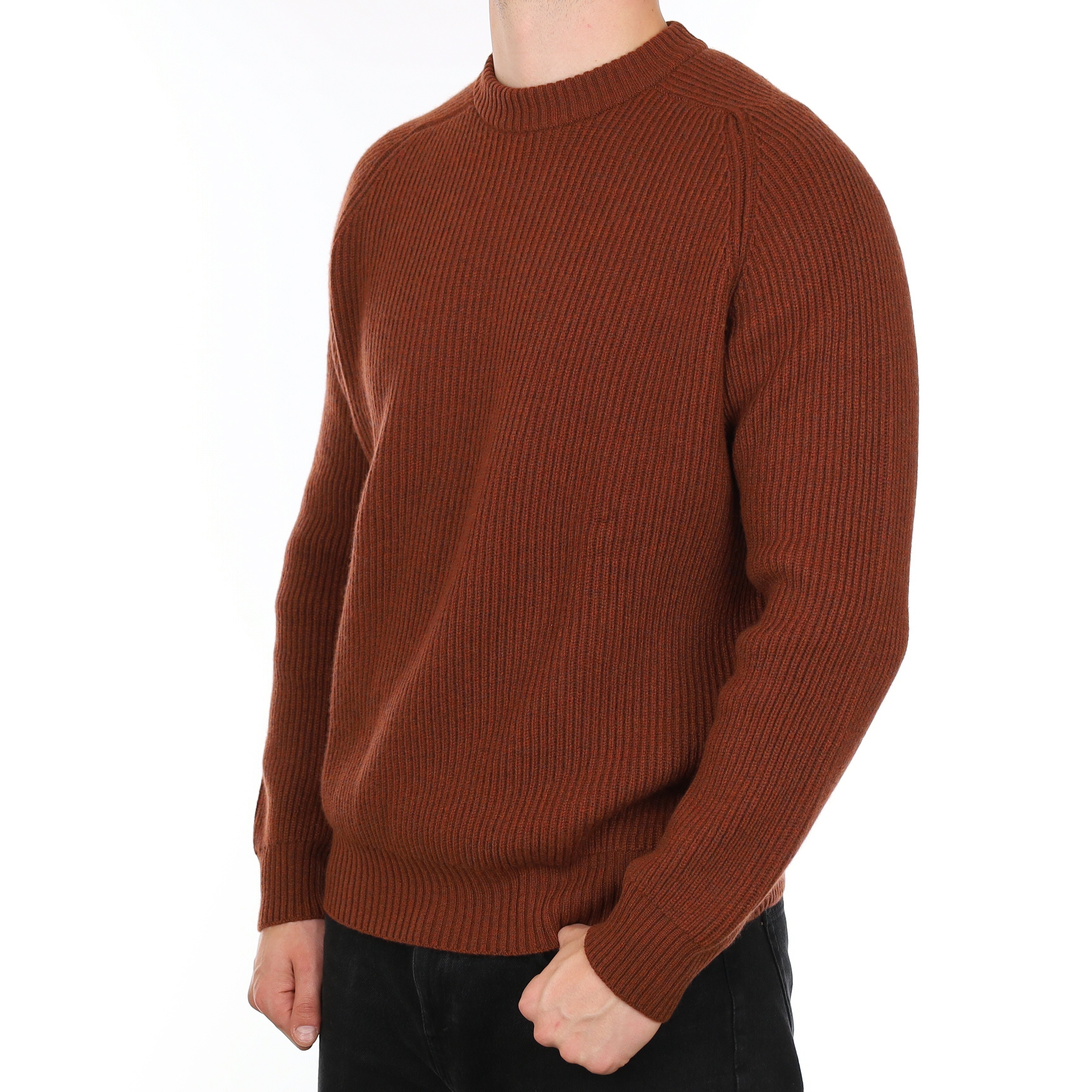 Men's Brand New Scottish Rust Brown Chunky Cashmere Crew Neck Jumper XXL