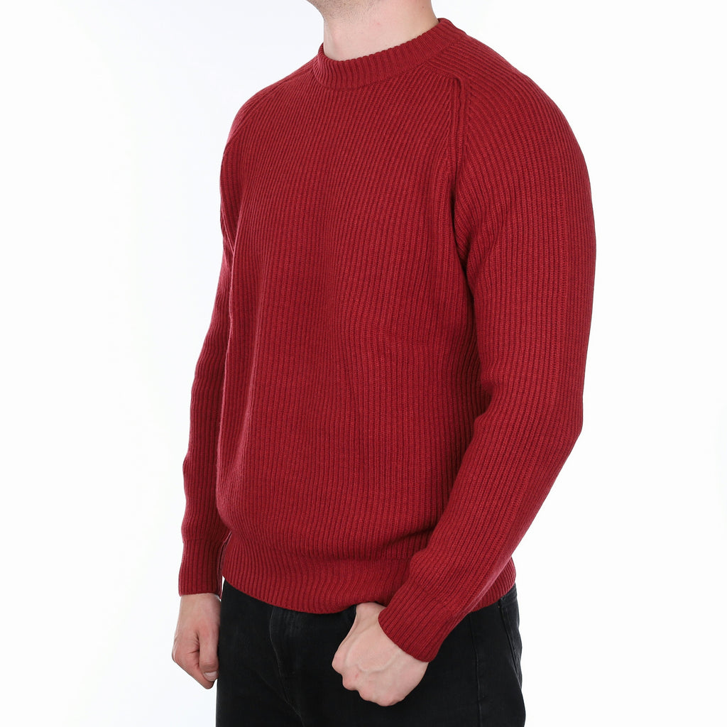 Men's Brand New Scottish Brick Red Chunky Cashmere Crew Neck Jumper XL