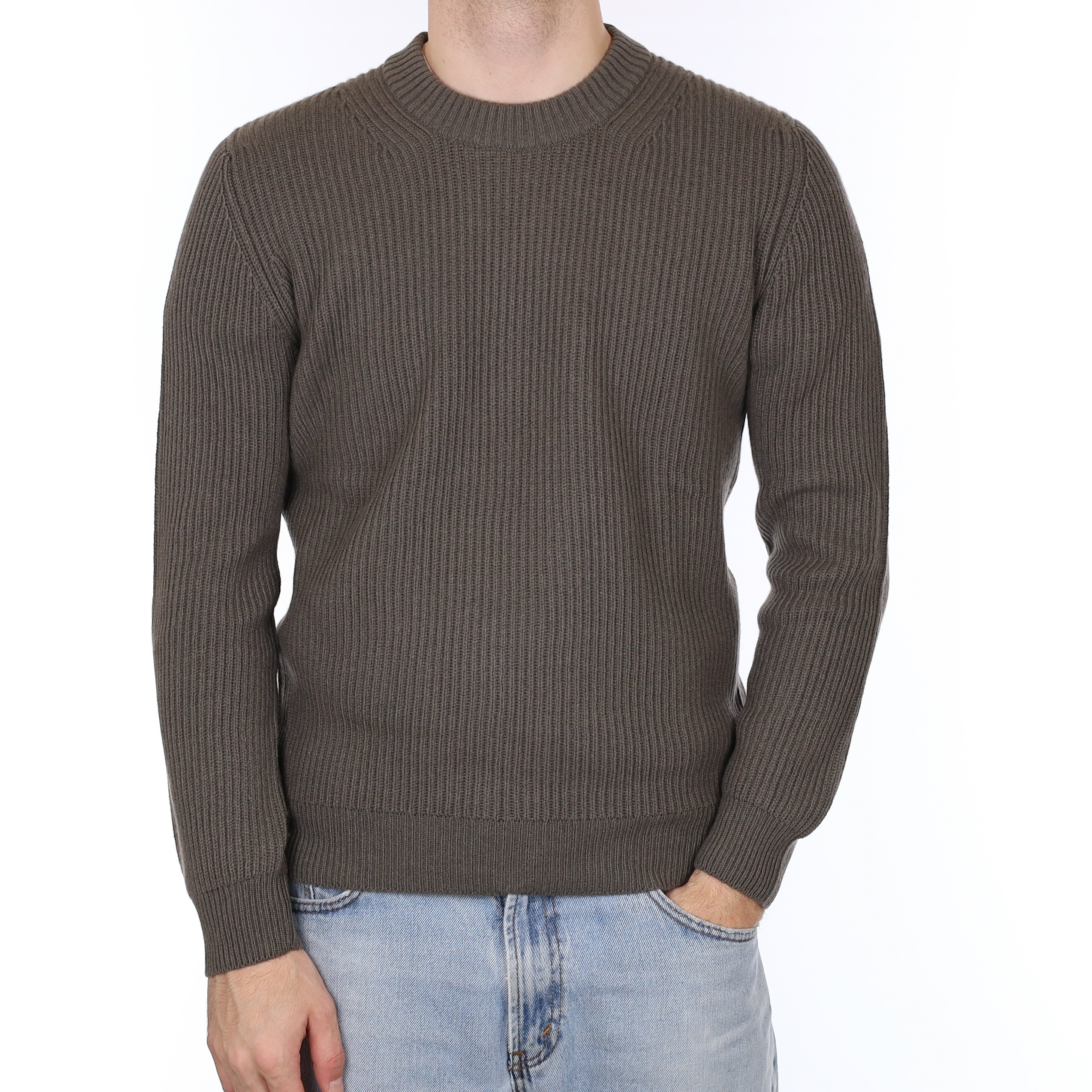 Men's Brand New Scottish Slate Green Chunky Cashmere Crew Neck Jumper Medium