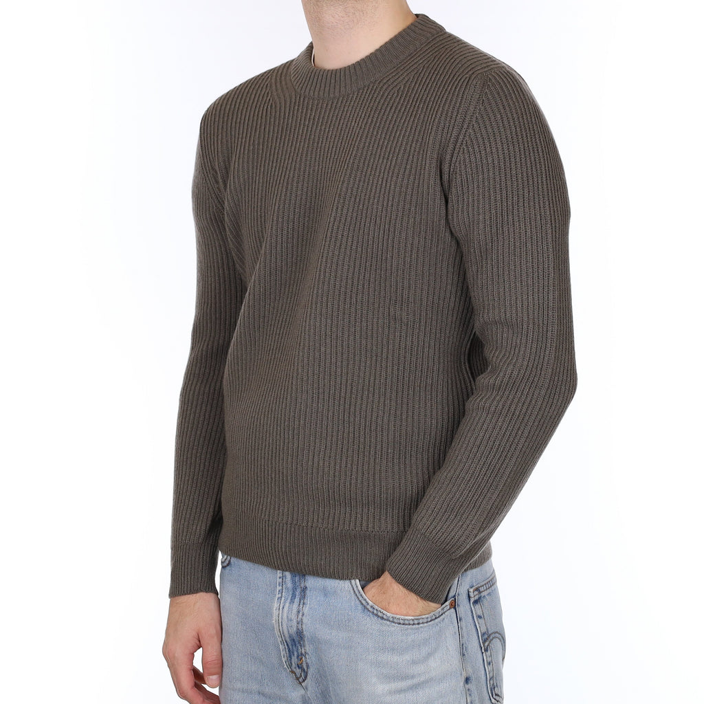 Men's Brand New Scottish Slate Green Chunky Cashmere Crew Neck Jumper Medium