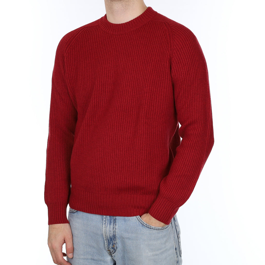 Men's Brand New Scottish Brick Red Chunky Cashmere Crew Neck Jumper Medium