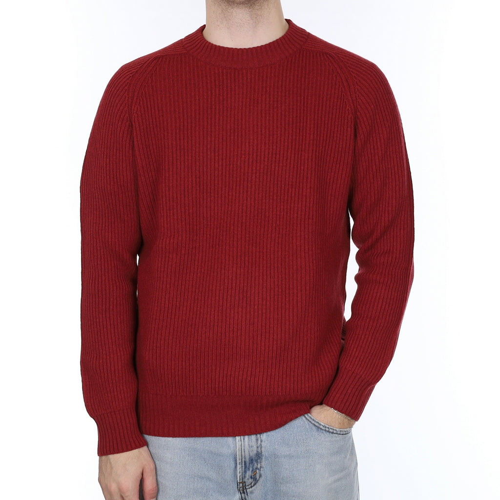 Men's Brand New Scottish Brick Red Chunky Cashmere Crew Neck Jumper Large