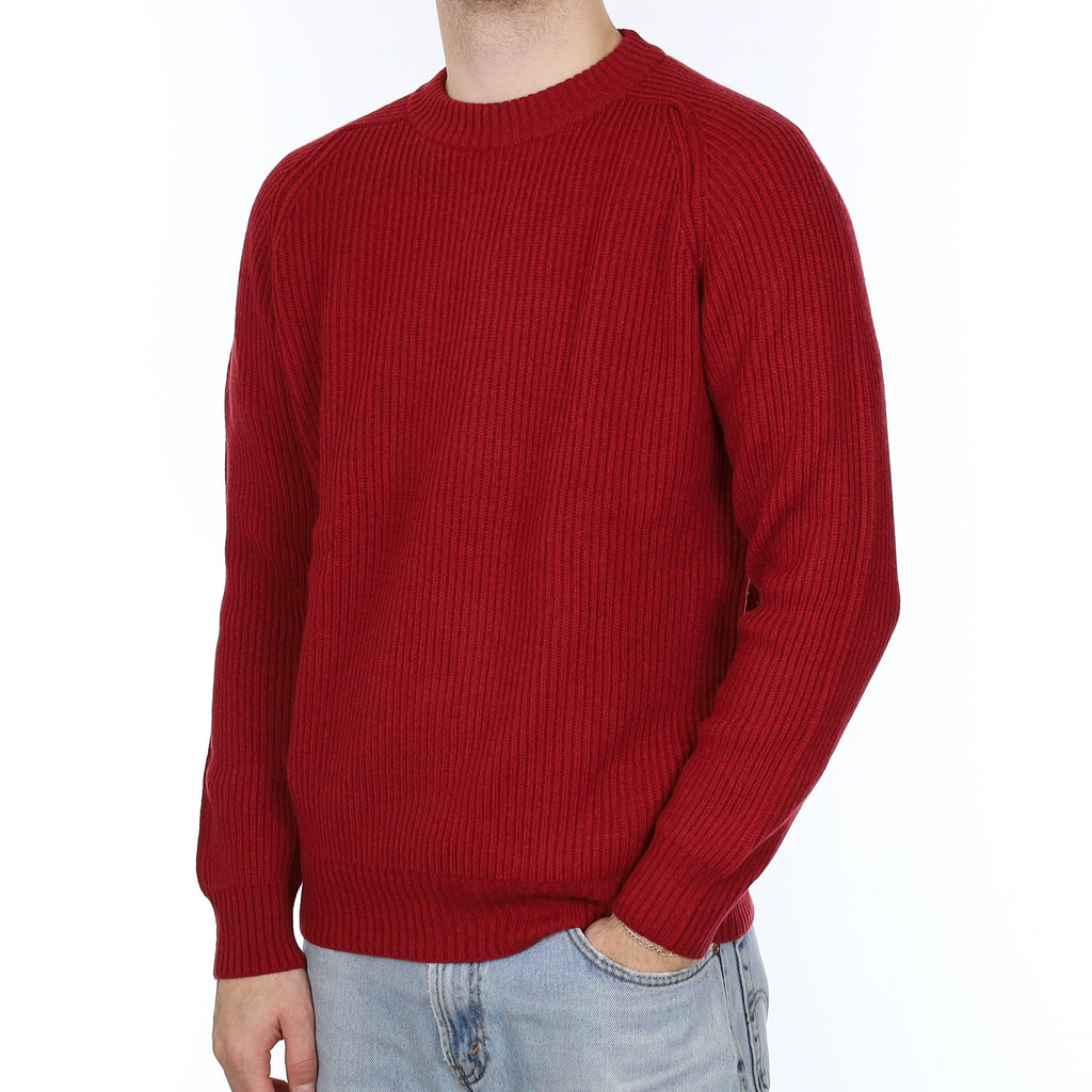 Men's Brand New Scottish Brick Red Chunky Cashmere Crew Neck Jumper Large