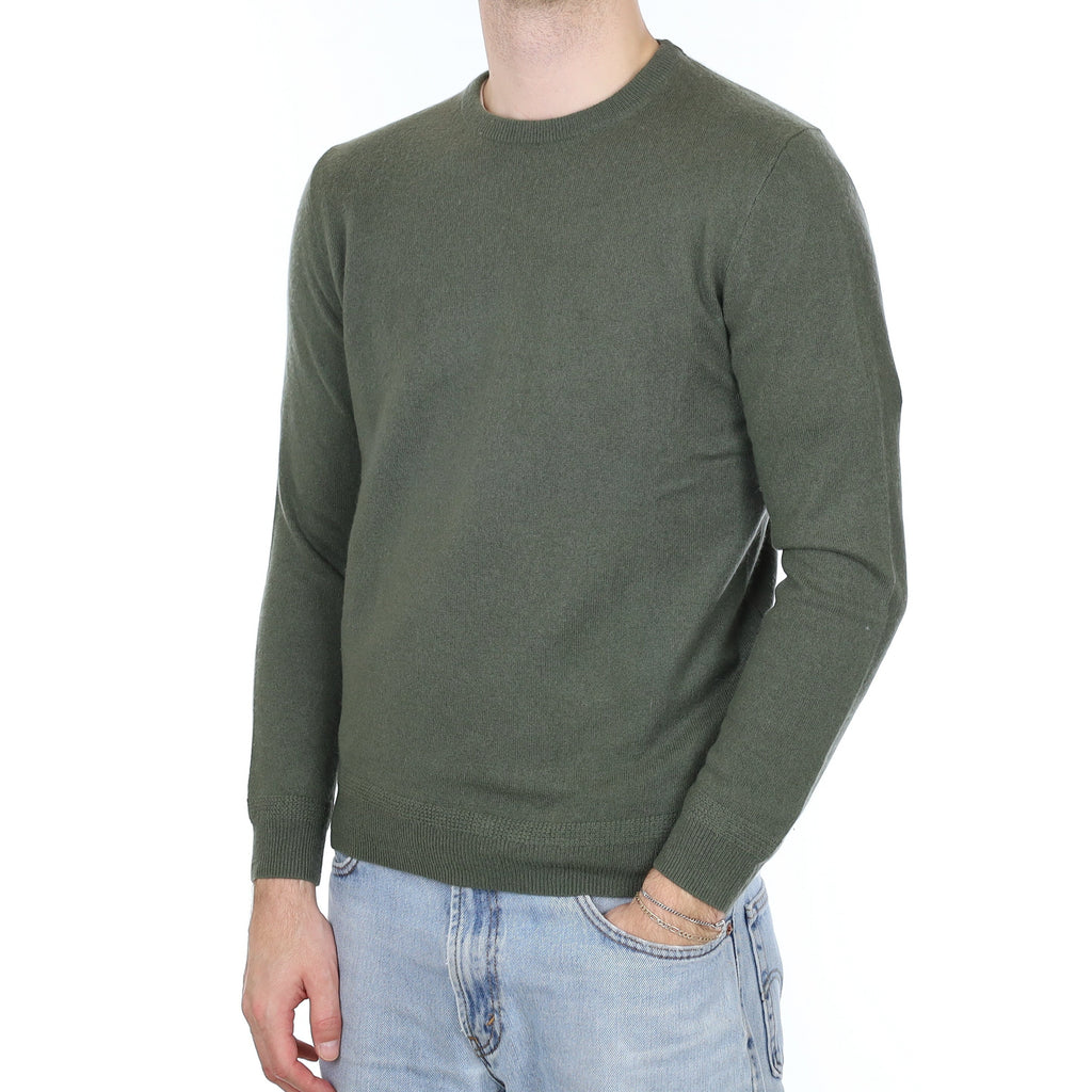 Men's Alpine Green Cashmere Crew Neck Jumper Medium