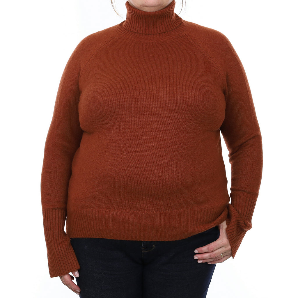 Paprika Heavy Knit Cashmere Polo Neck Jumper Extra Large