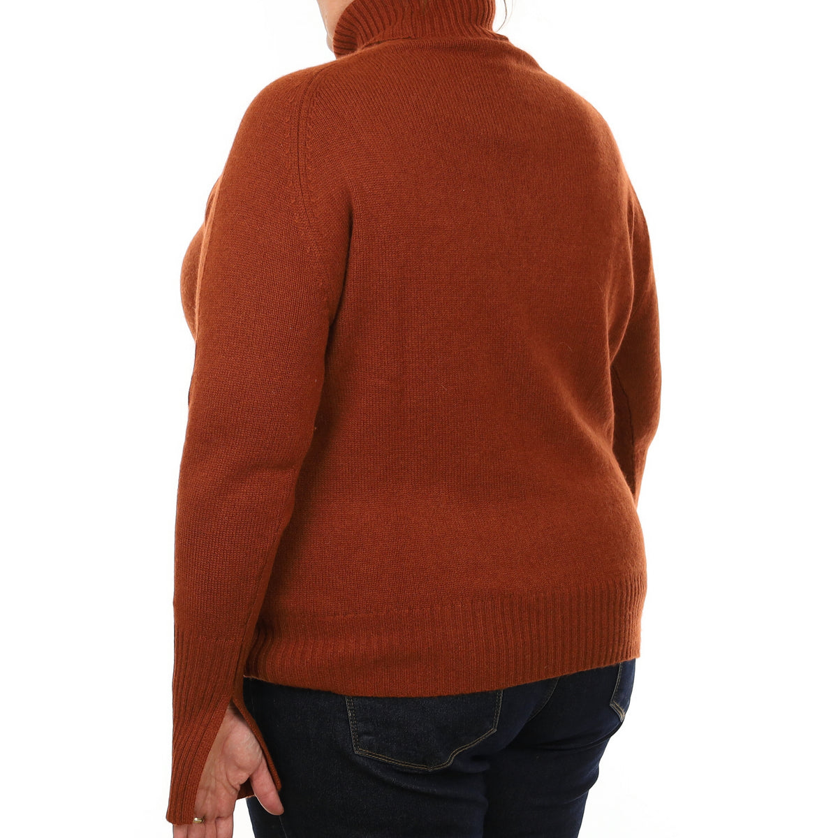 Paprika Heavy Knit Cashmere Polo Neck Jumper Extra Large