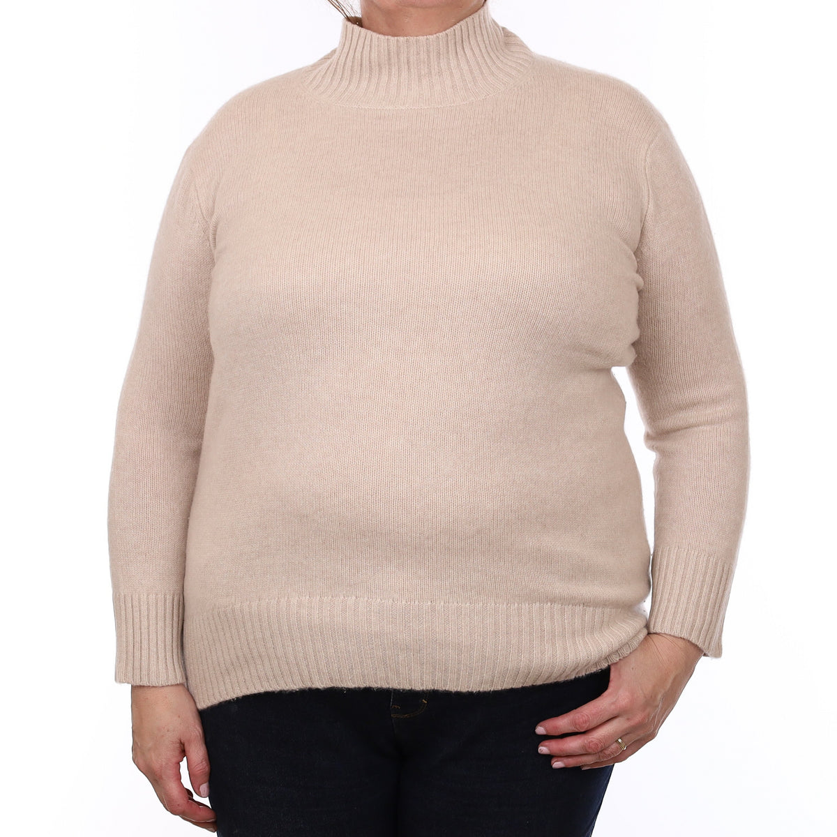 Oatmeal Chunky Cashmere Turtleneck Jumper Extra Large
