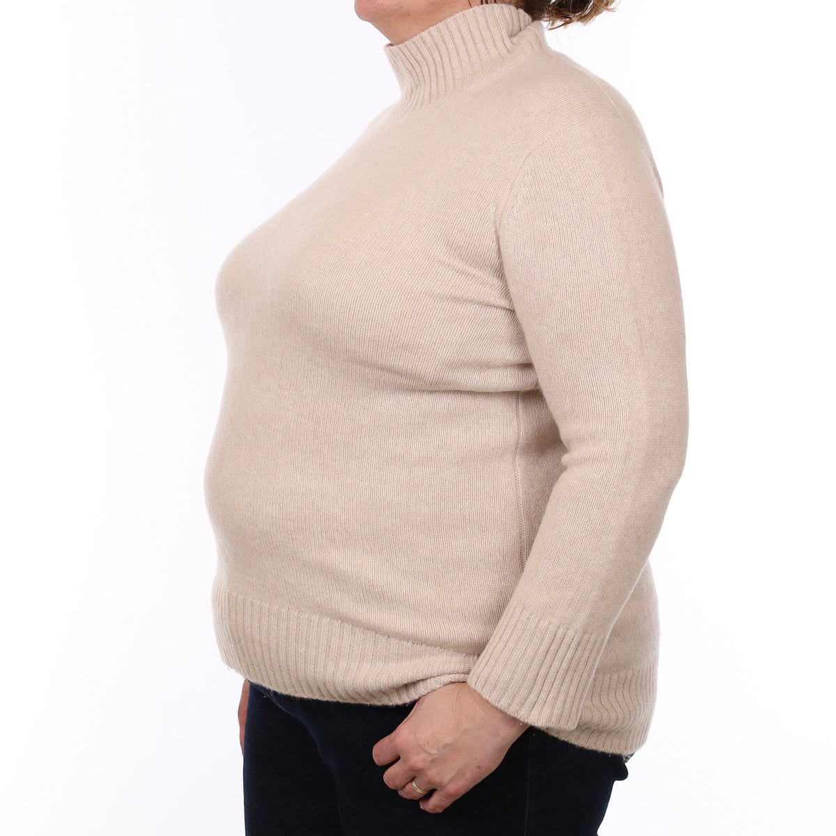 Oatmeal Chunky Cashmere Turtleneck Jumper Extra Large
