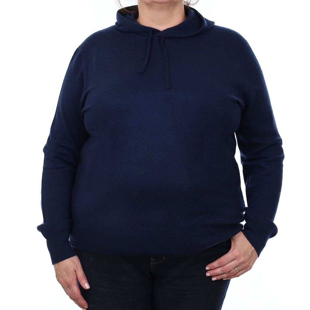 Navy Cashmere Hoodie Jumper Extra Large