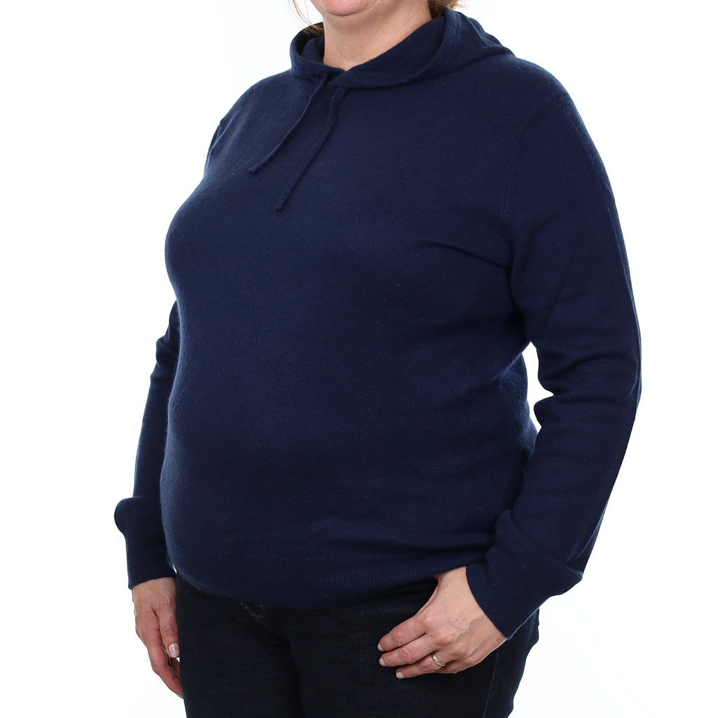 Navy Cashmere Hoodie Jumper Extra Large