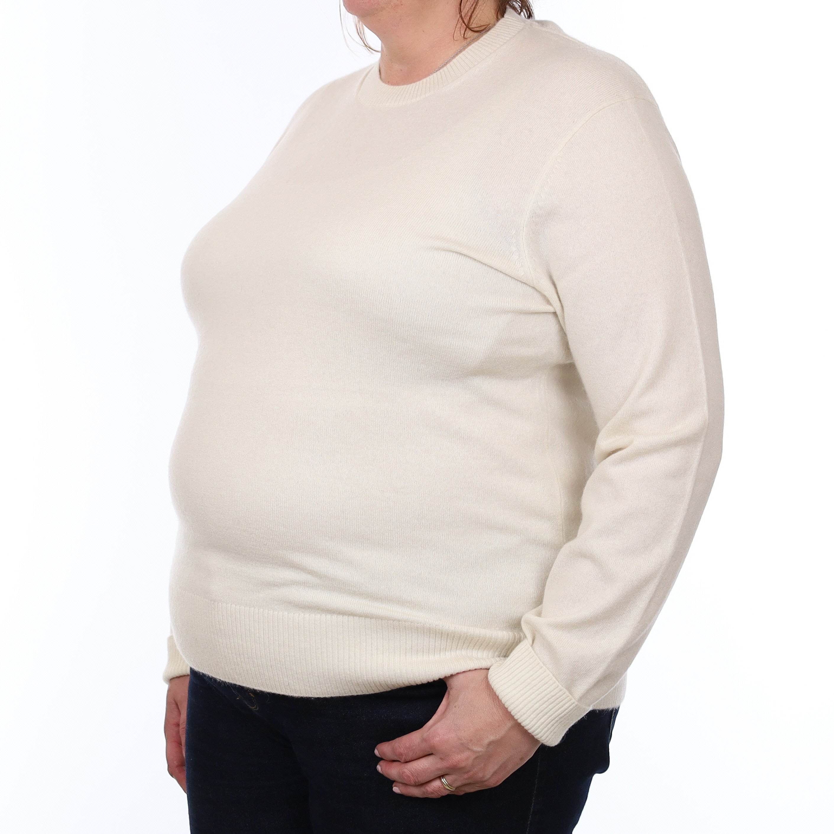 Vanilla Cream Cashmere Crew Neck Jumper Extra Large