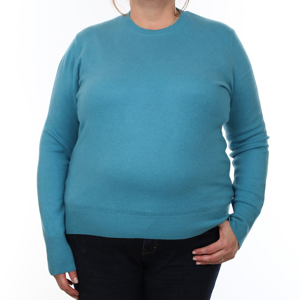 Aqua Blue Cashmere Crew Neck Jumper Extra Large