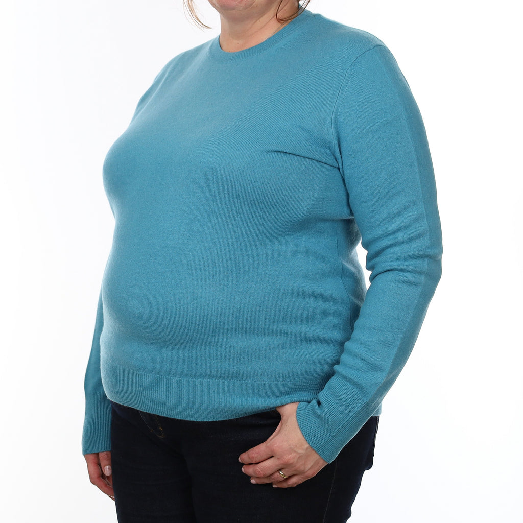 Aqua Blue Cashmere Crew Neck Jumper Extra Large