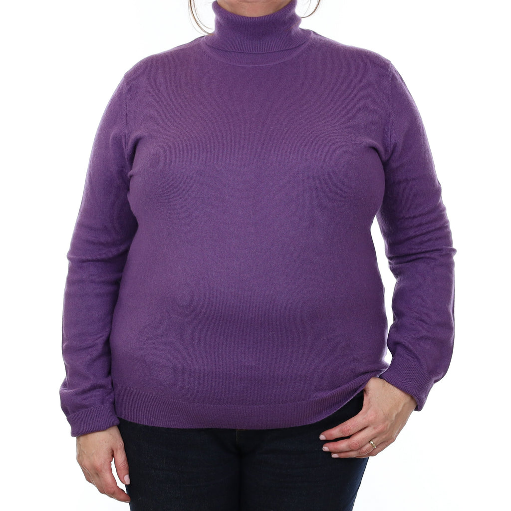 Amethyst Purple Cashmere Polo Neck Jumper Extra Large
