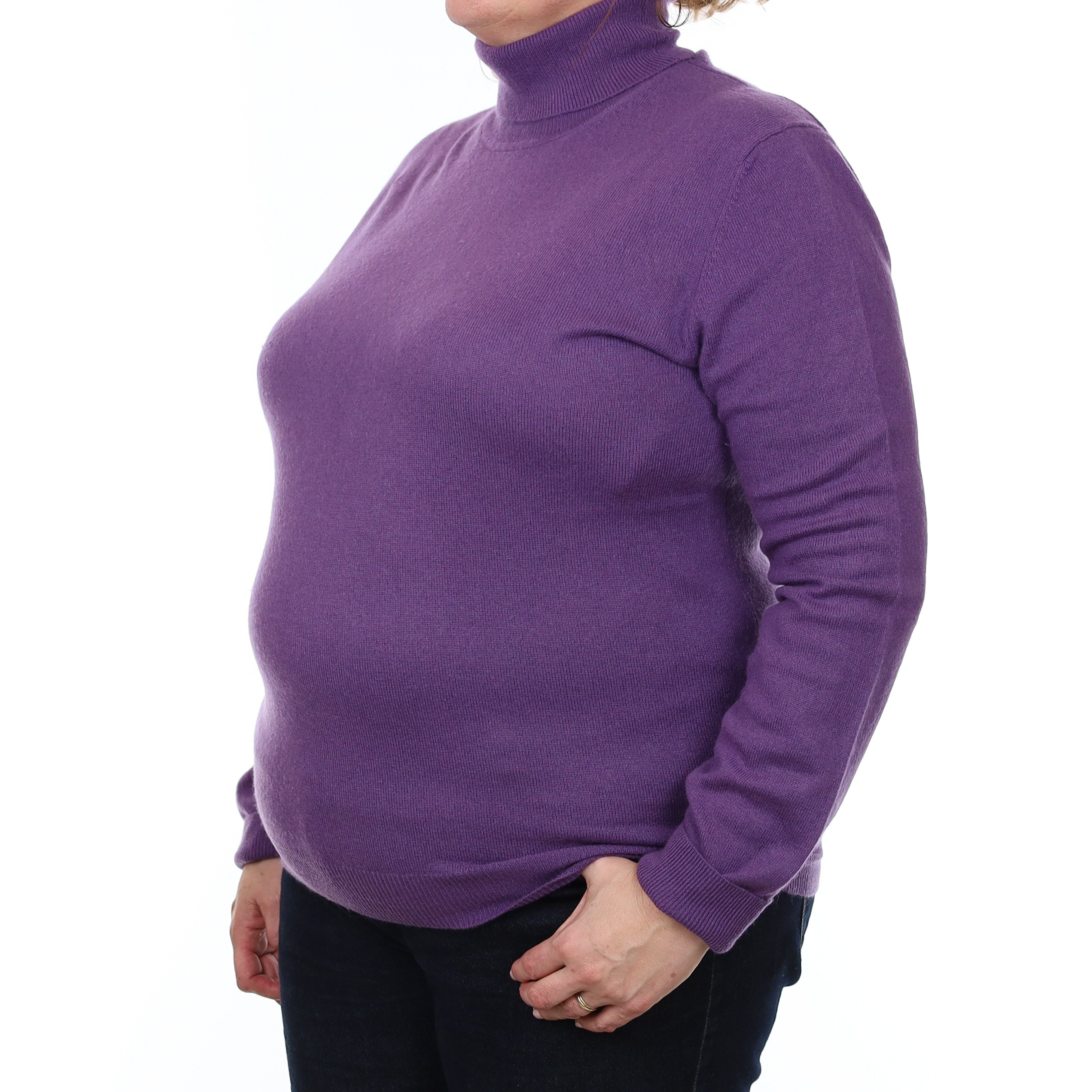 Amethyst Purple Cashmere Polo Neck Jumper Extra Large
