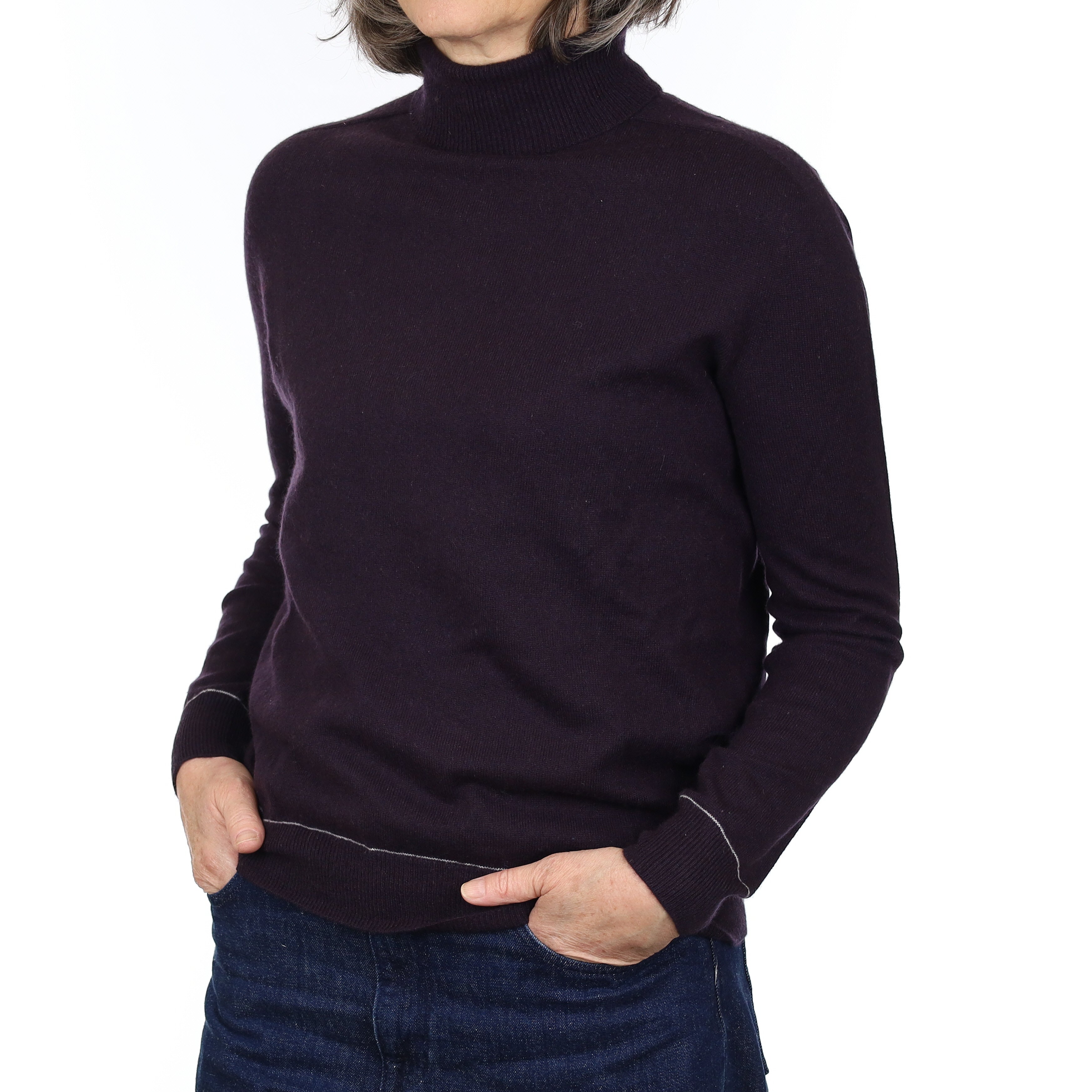 Shadow Purple Cashmere Polo Neck Jumper Medium
